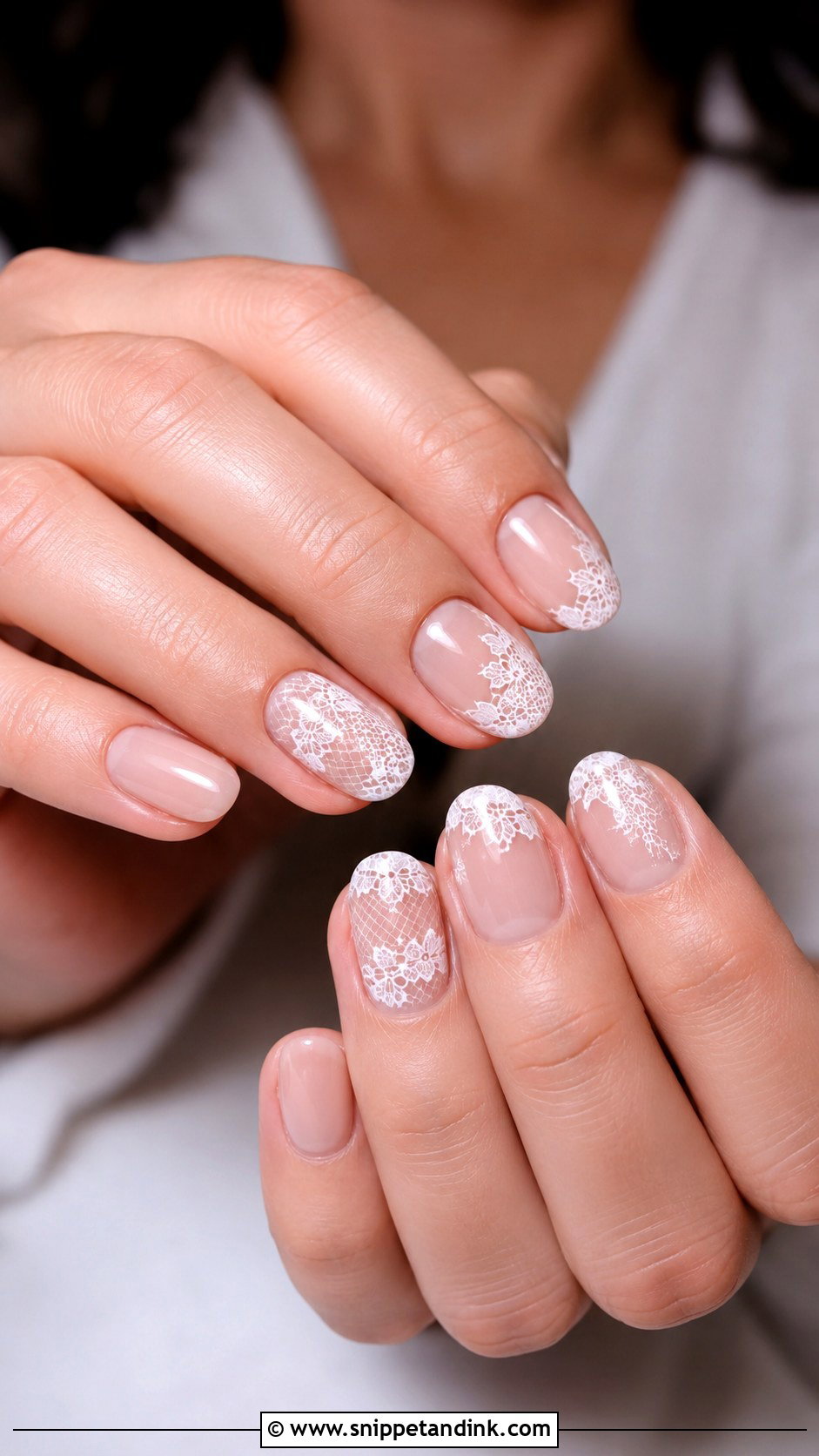 Lace Round Wedding Nails - Snippet and Ink - 20 Round Wedding Nails