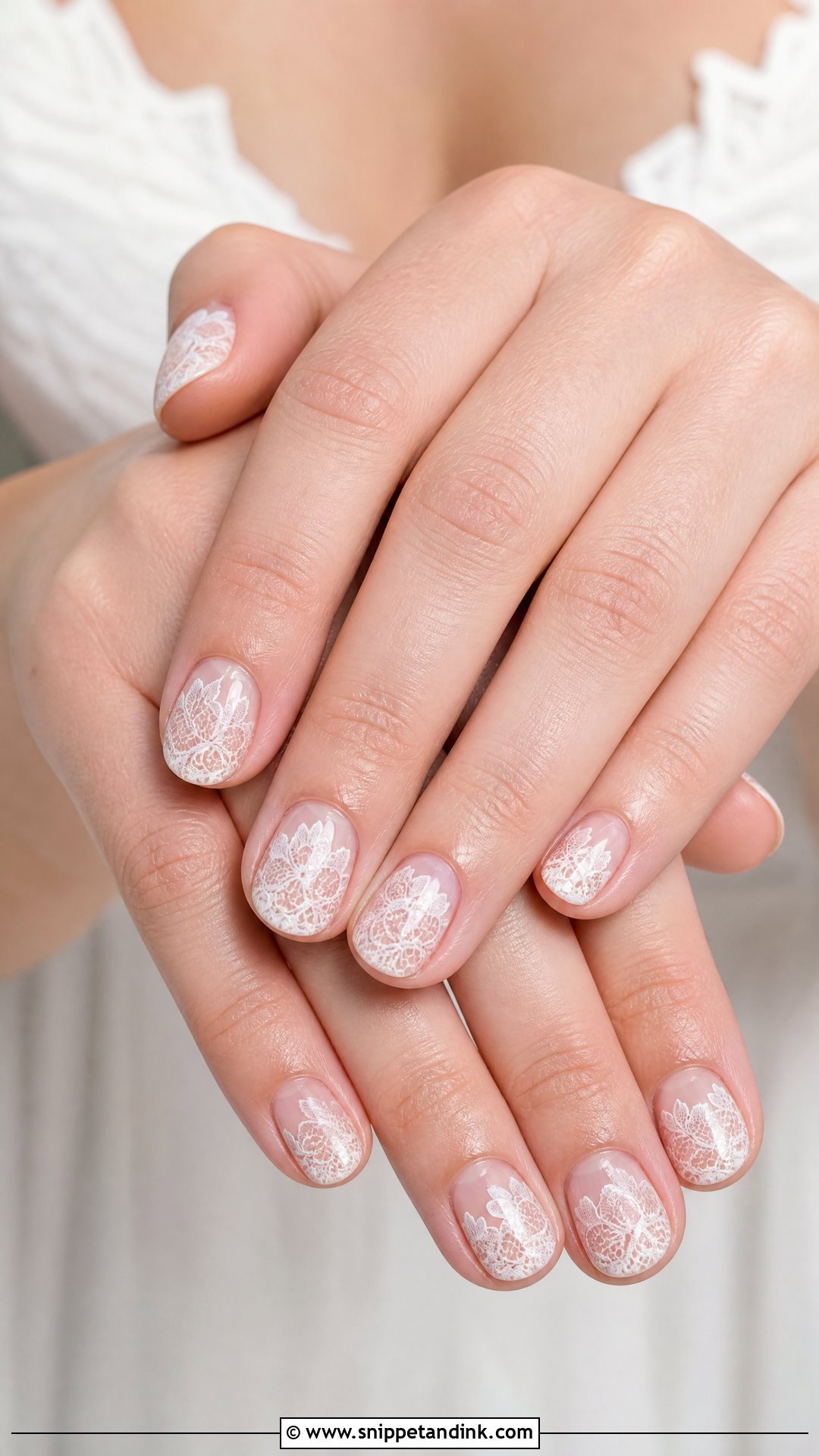 Lace Short Bridal Nails - Snippet and Ink - 25 Short Bridal Nails