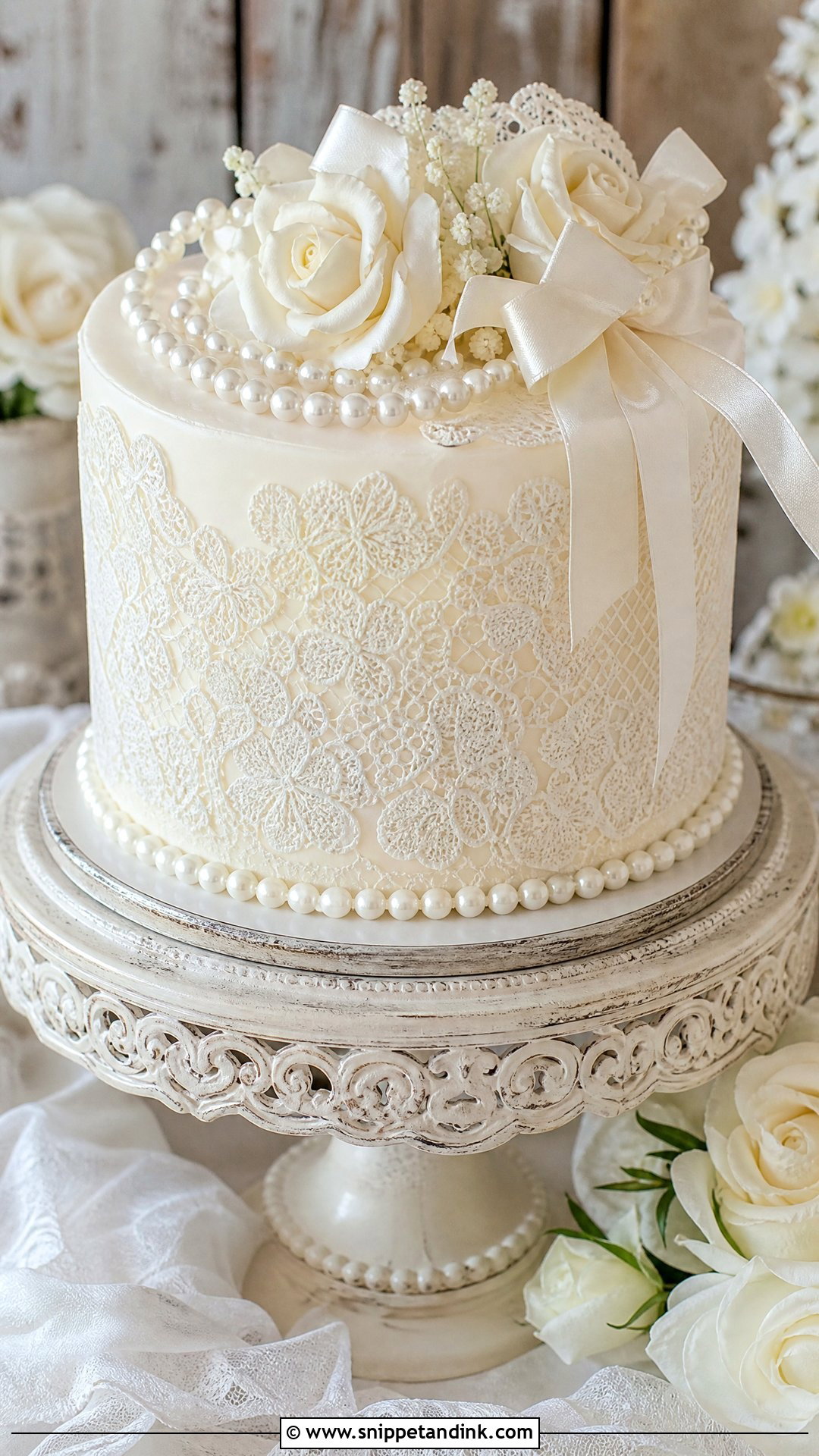 Lace Wedding Anniversary Cake - Snippet and Ink - 30 Wedding Anniversary Cakes