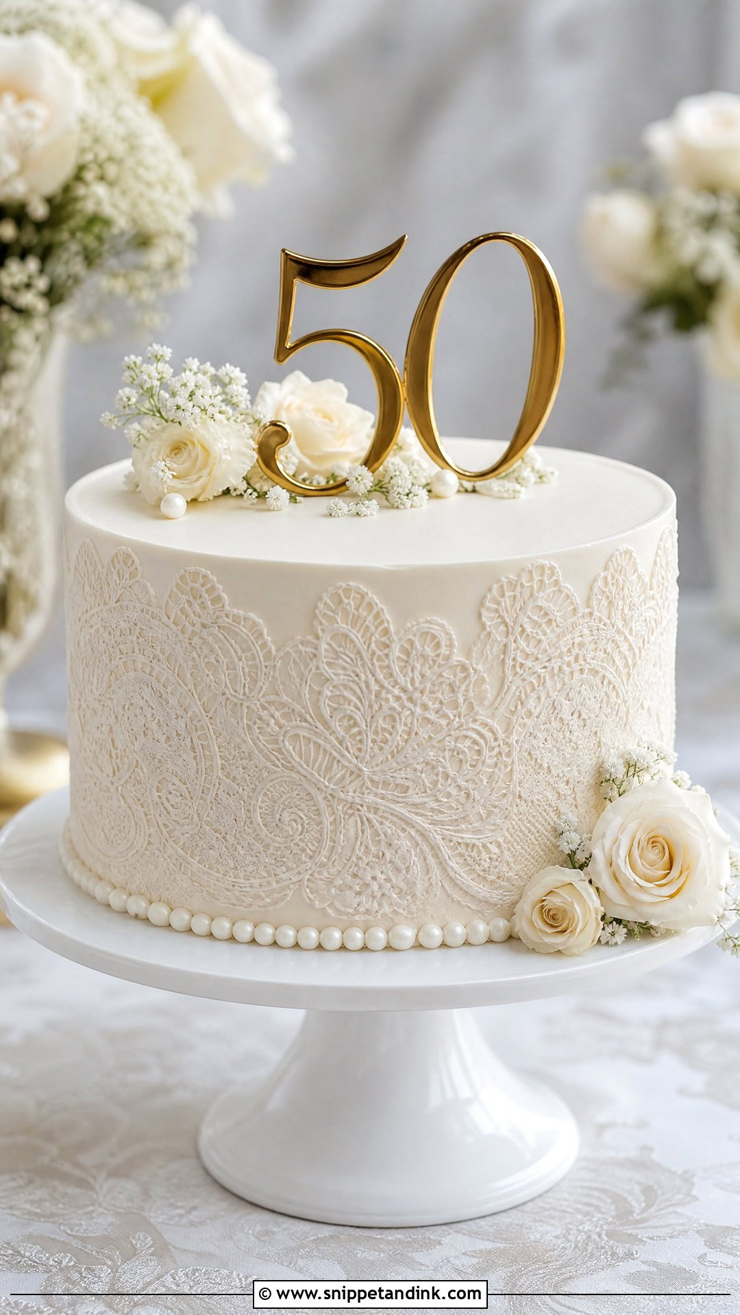 Lace Wedding Anniversary Cake - Snippet and Ink - 20 Simple Wedding Anniversary Cake Design Ideas