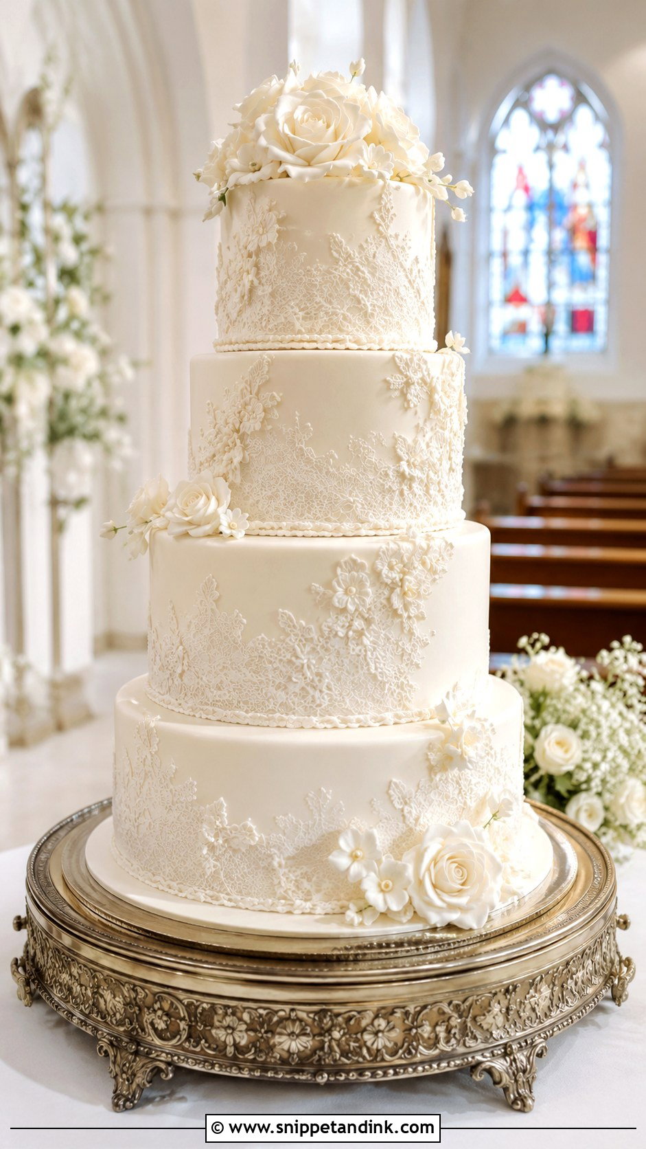 Lace Wedding Cake - Snippet and Ink - 20 Classic Wedding Cake Ideas