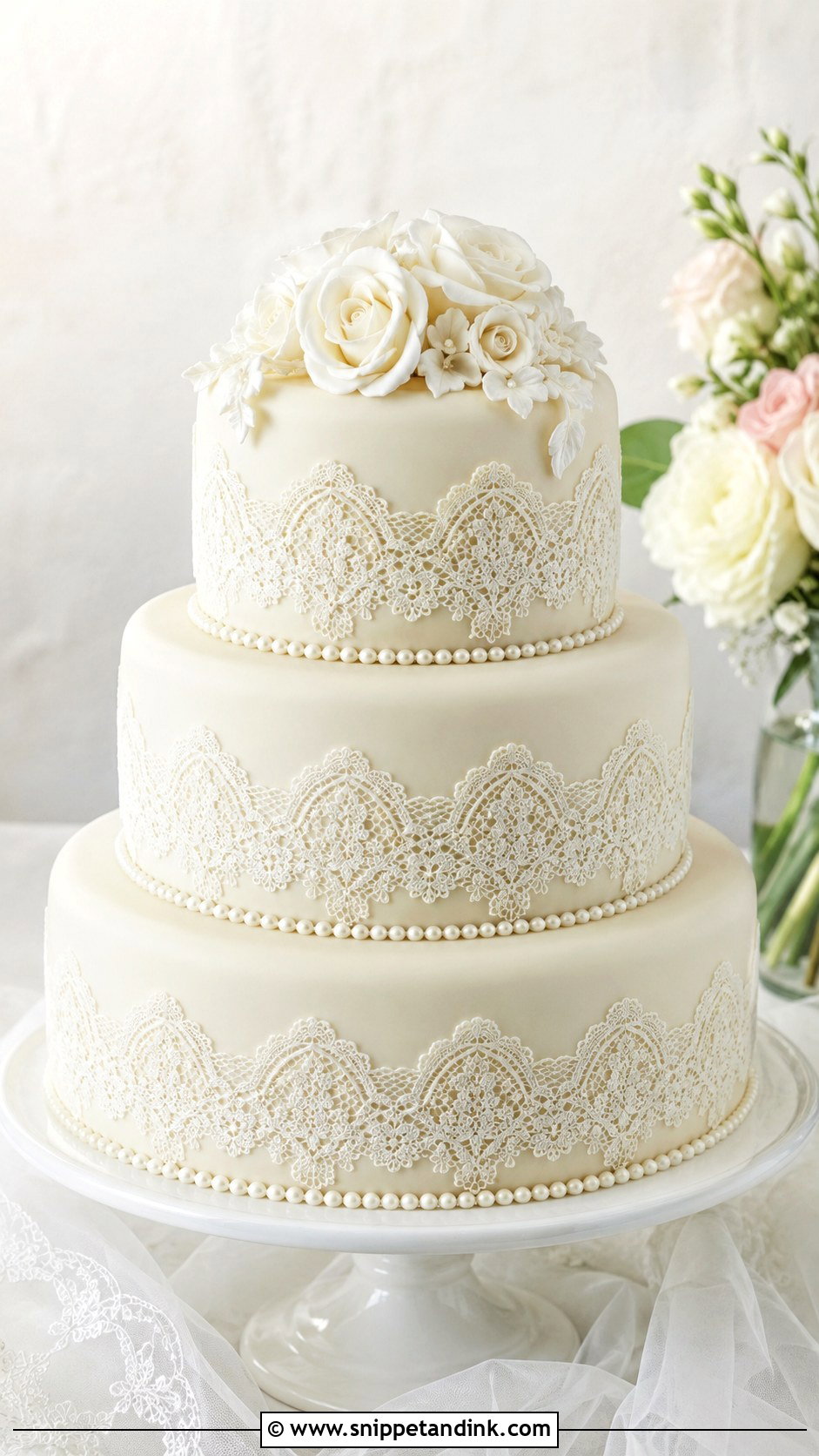 Lace Wedding Cake - Snippet and Ink - 20 Side Cake Designs for Wedding