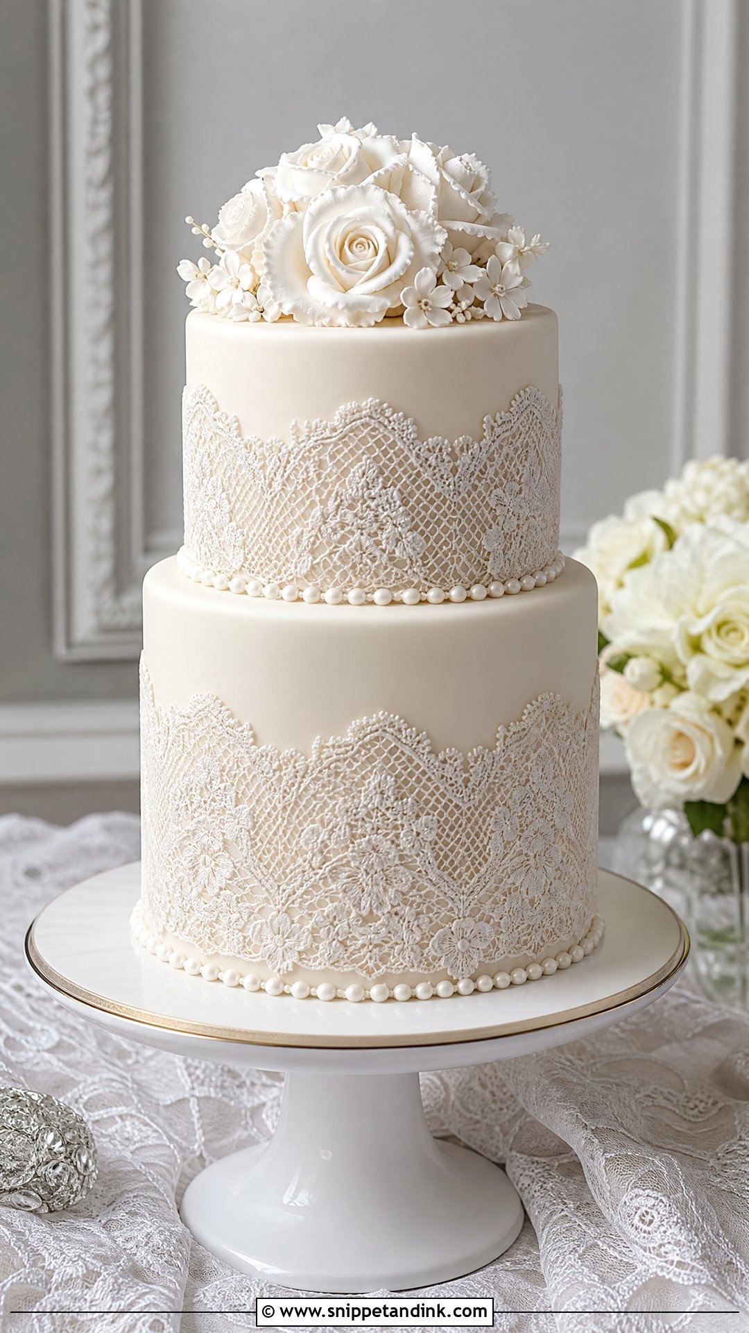 Lace Wedding Cake - Snippet and Ink - 20 Timeless Wedding Cake Ideas