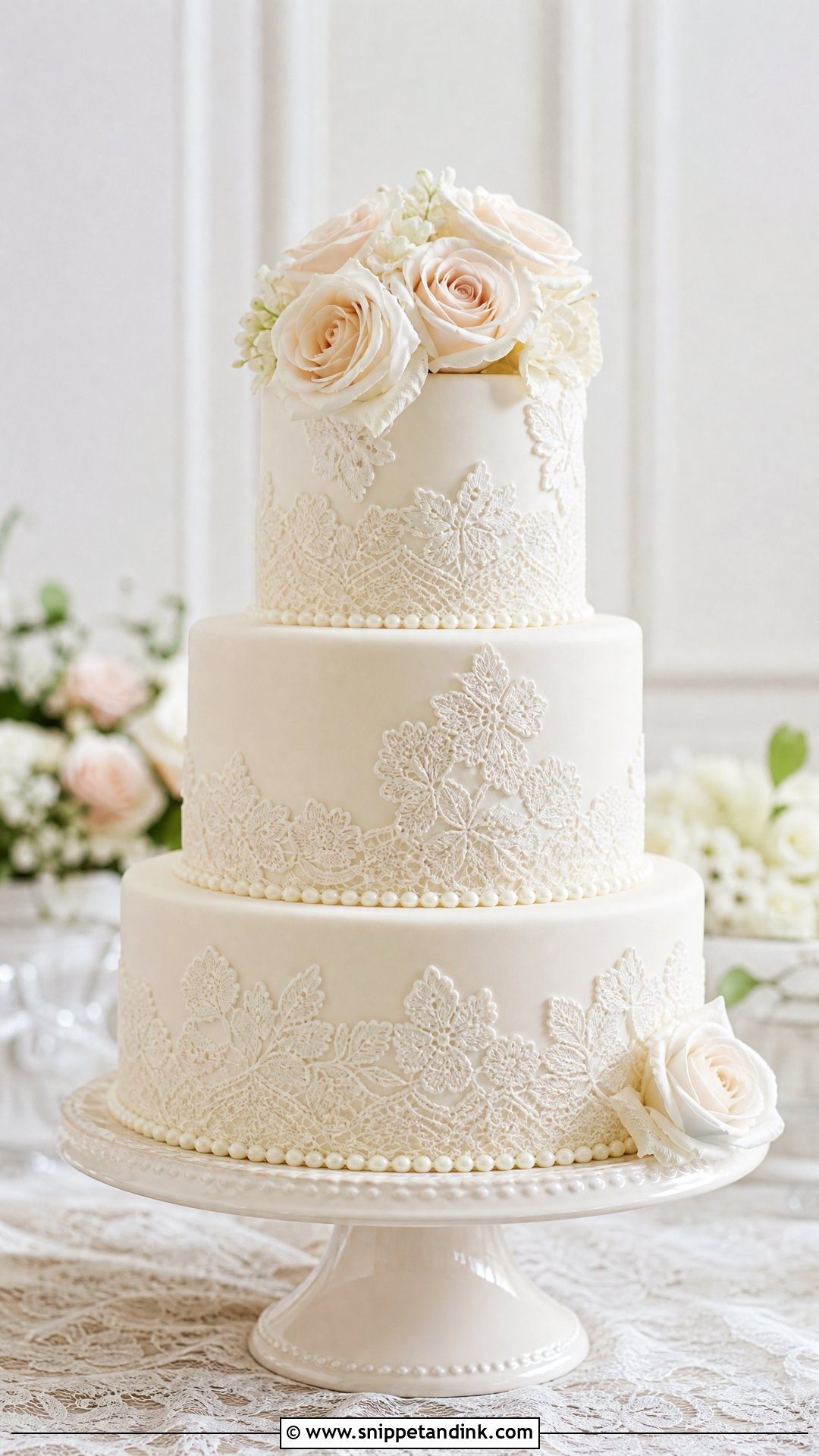 Lace Wedding Cake - Snippet and Ink - 25 Elegant Unique Classy Wedding Cakes