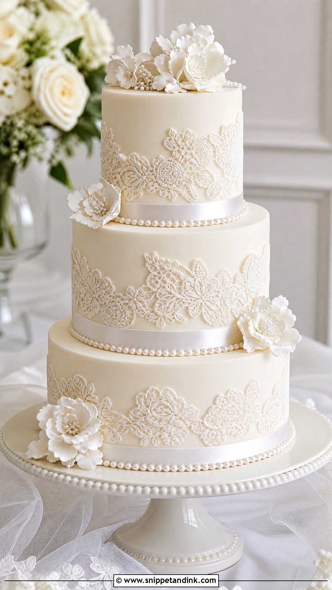 Lace Wedding Cake - Snippet and Ink - 25 Lady Cake Ideas for Wedding