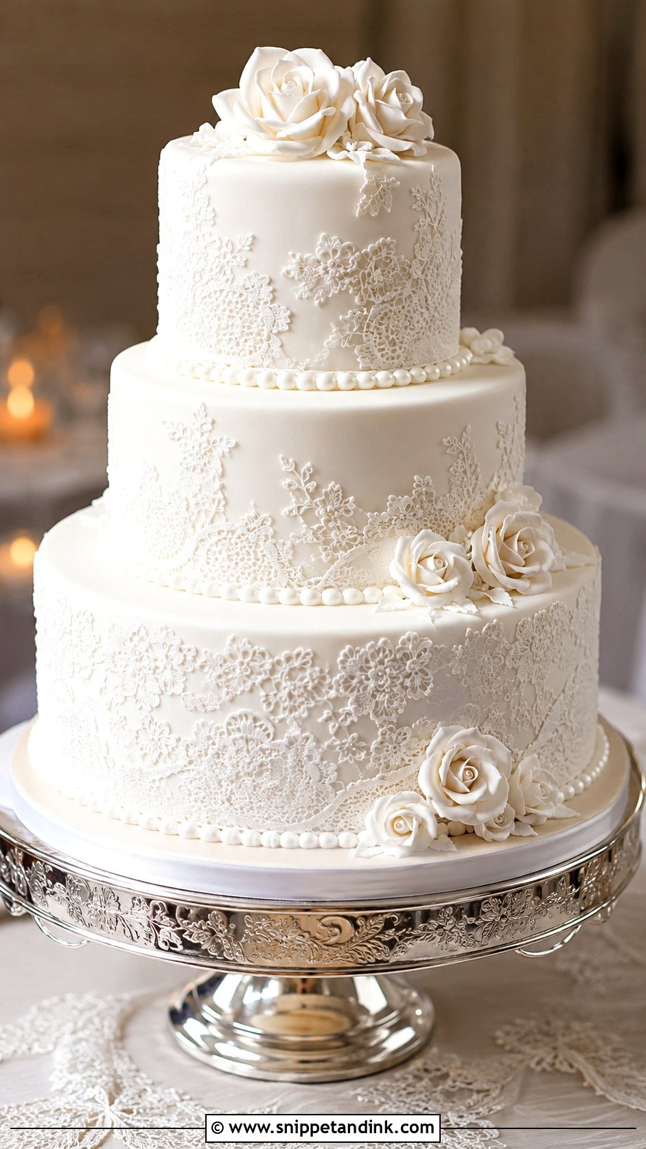 Lace Wedding Cake - Snippet and Ink - 30 Elegant Wedding Cake Ideas