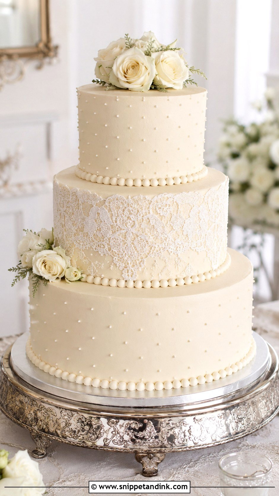 Lace Wedding Cake - Snippet and Ink - 20 Easy Wedding Cake Decorating Ideas