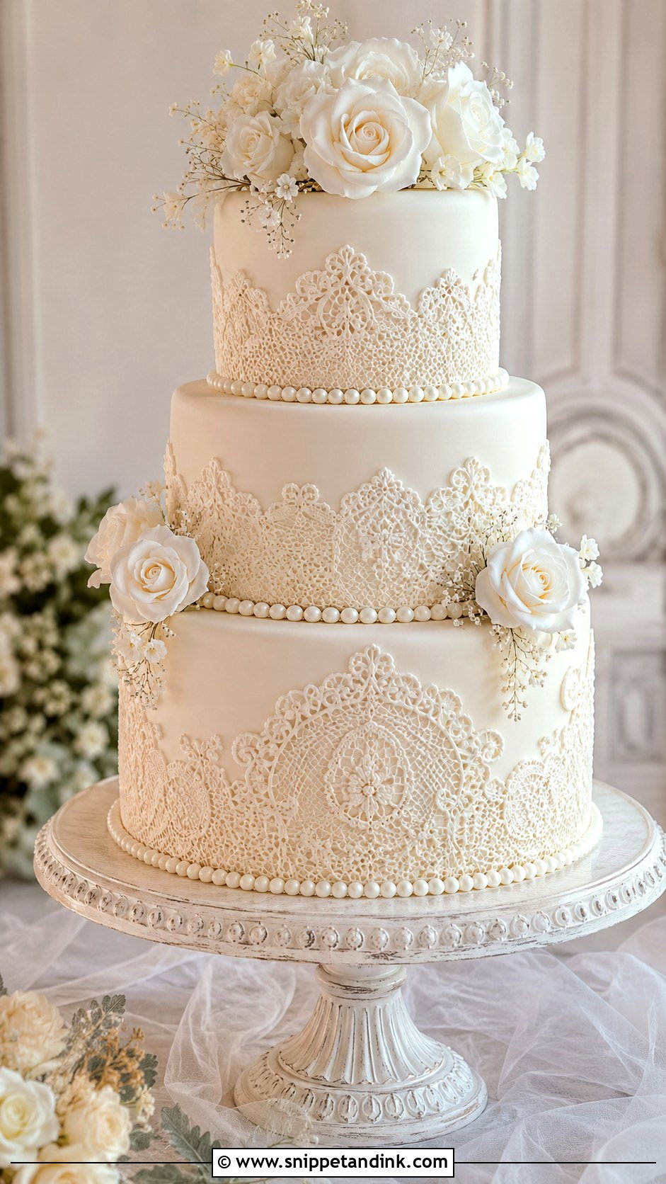 Lace Wedding Cake - Snippet and Ink - 20 Fancy Wedding Cakes