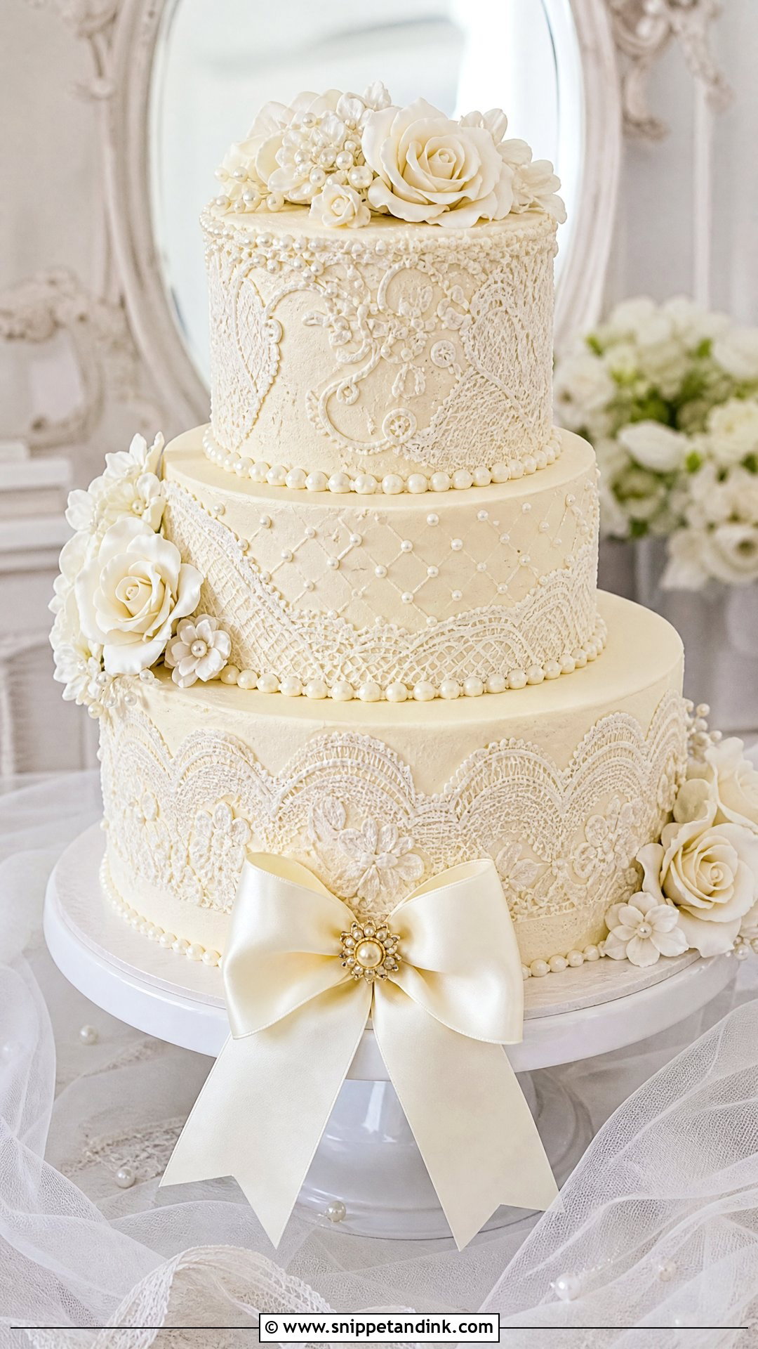 Lace Wedding Cake - Snippet and Ink - 20 Let Them Eat Cake Aesthetic Ideas for Wedding