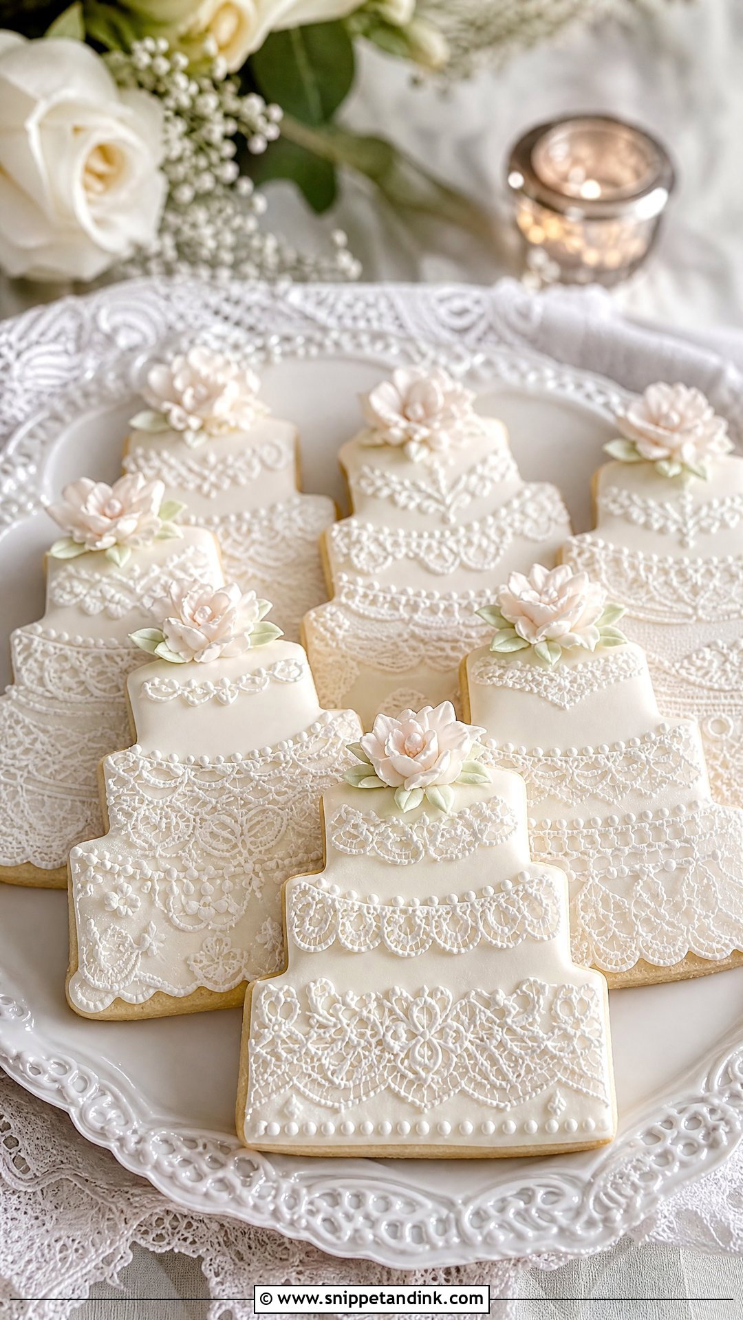 Lace Wedding Cake Cookies - Snippet and Ink - 20 Wedding Cake Cookies