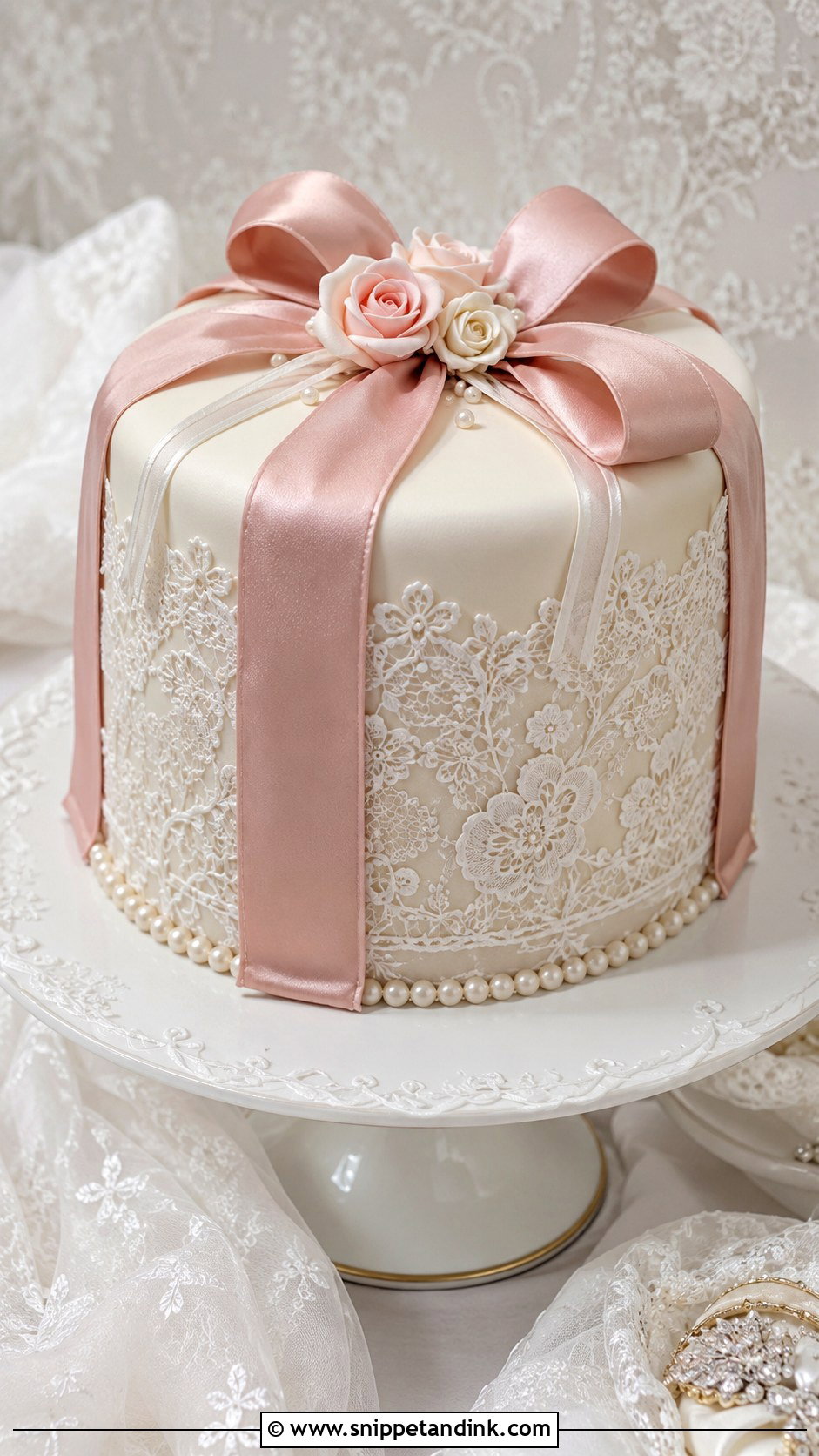 Lace Wedding Gift Cake - Snippet and Ink - 20 Gift Cake Design Ideas for Wedding