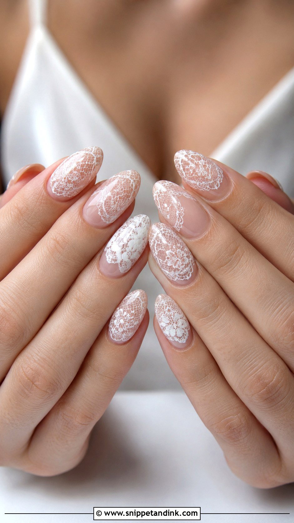 Lace Wedding Nails - Snippet and Ink - 20 Aesthetic Wedding Nails