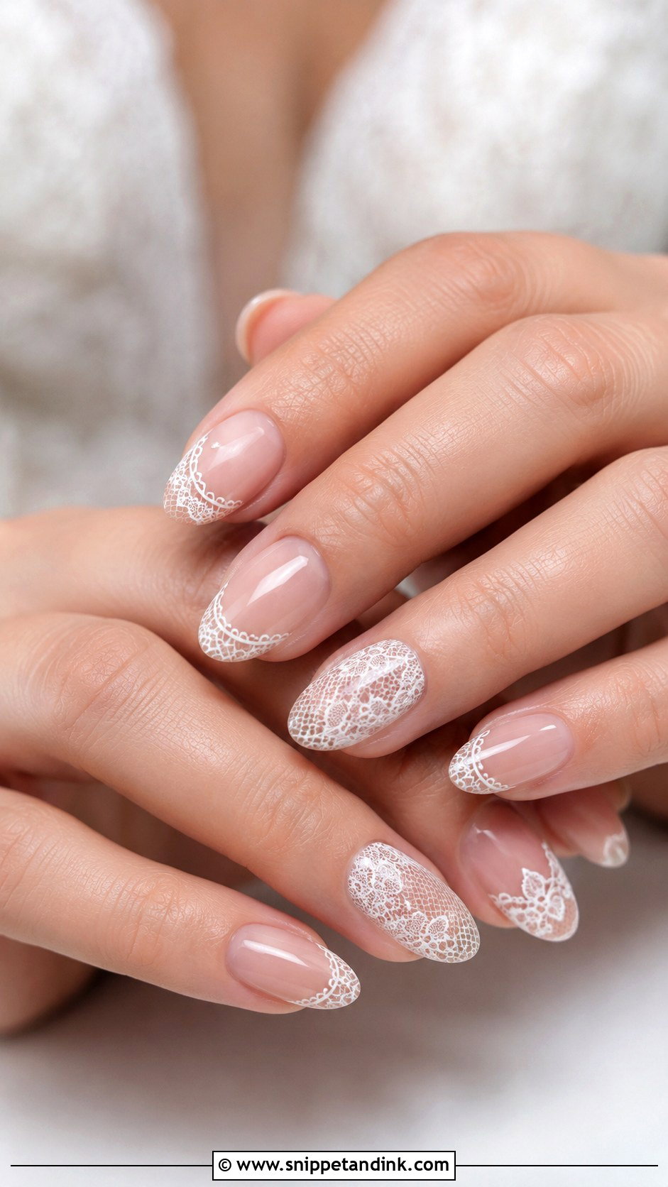 Lace Wedding Nails - Snippet and Ink - 30 Elegant Nail Art Wedding Ideas