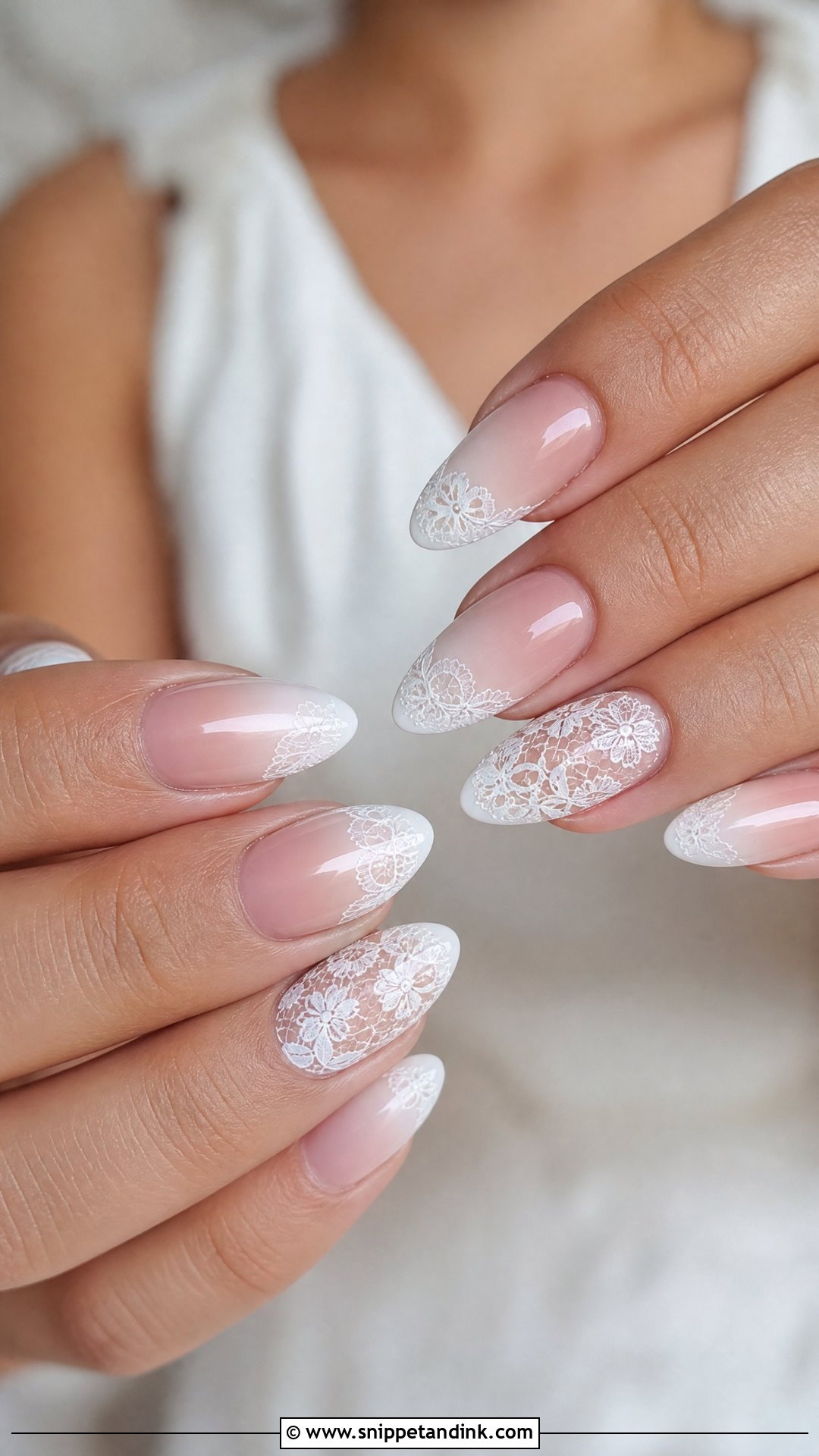Lace Wedding Nails With French Ombre - Snippet and Ink - 25 Lace Wedding Nails