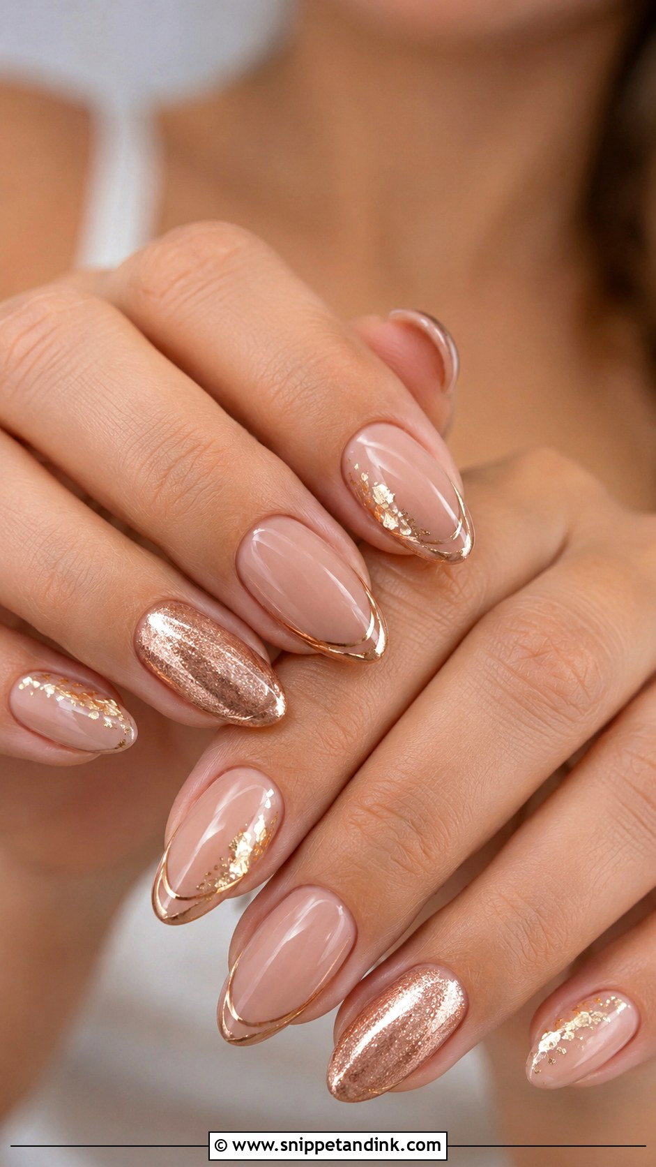 Lace Wedding Nails With Gold Detail - Snippet and Ink - 20 Wedding Nails Gold Accent