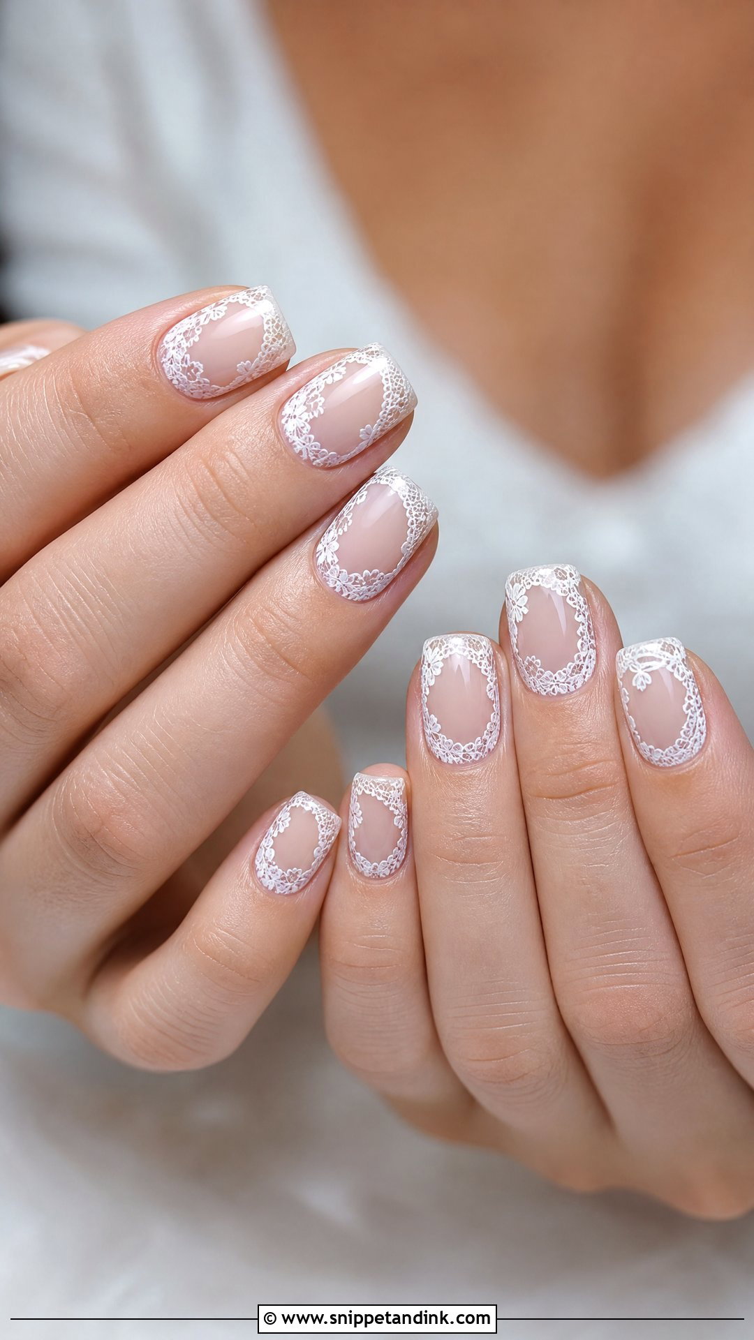 Lace Wedding Nails With Negative Space - Snippet and Ink - 25 Lace Wedding Nails