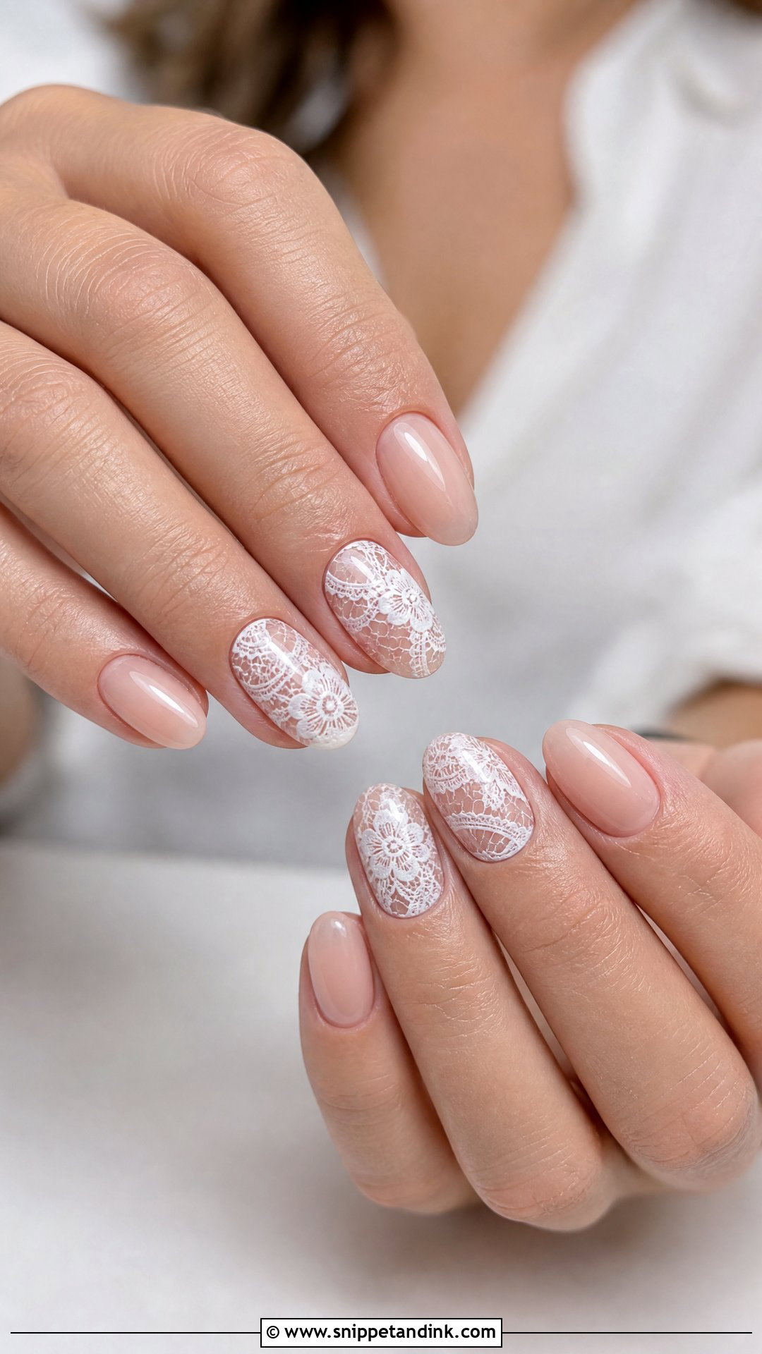 Lace Wedding Nails With Sheer Base - Snippet and Ink - 25 Lace Wedding Nails