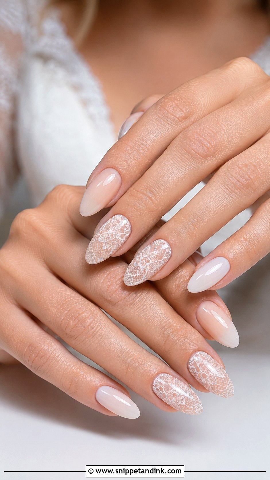 Lace Winter Bridal Nails - Snippet and Ink - 20 Winter Bridal Nails