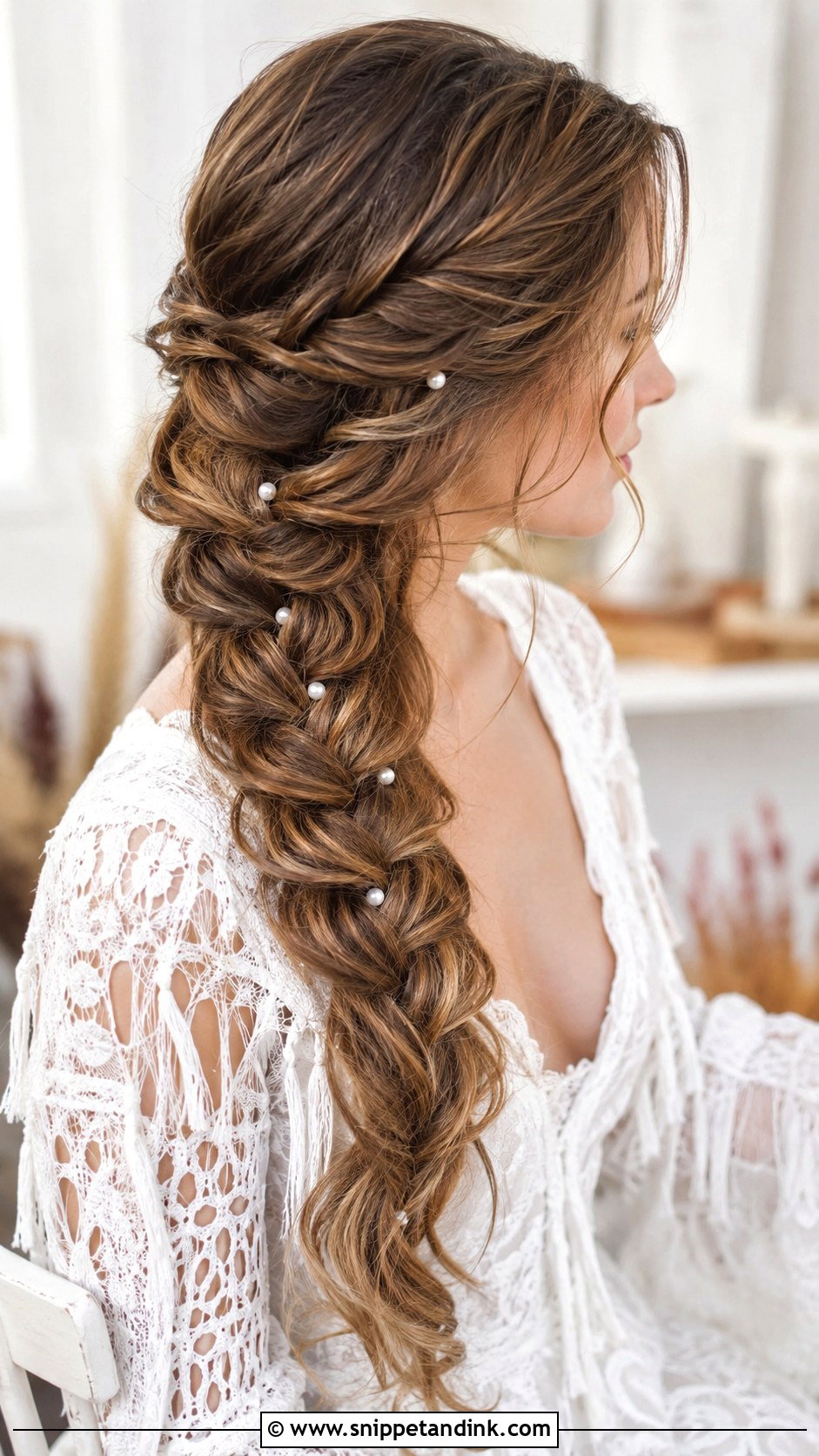 Ladder Braid Over Shoulder - Snippet and Ink - 20 Bridal Side Braid Ideas