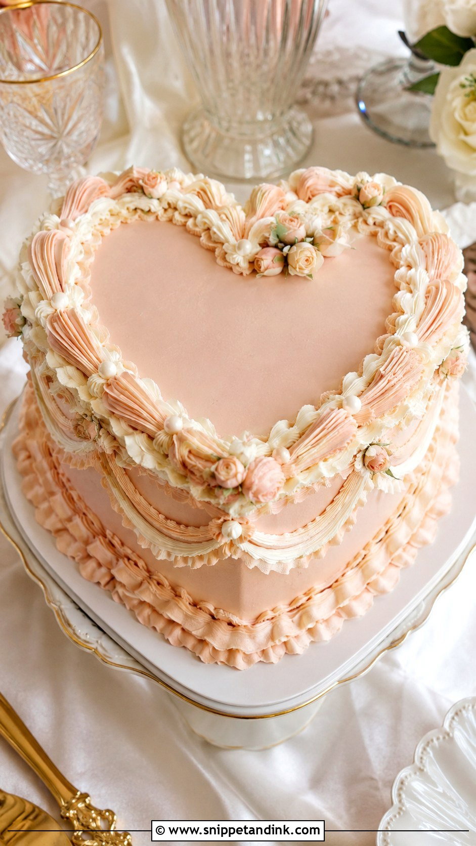 Lambeth Heart Shape Wedding Cake - Snippet and Ink - 20 Heart Shape Cake Ideas for Wedding