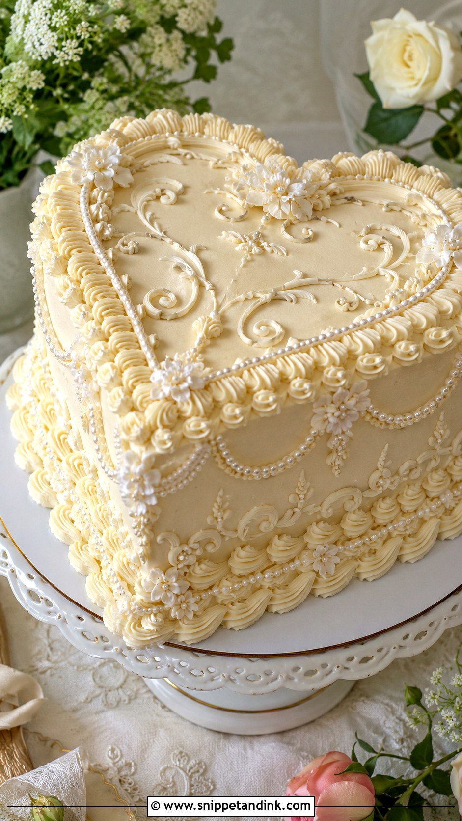 Lambeth Heart Wedding Cake - Snippet and Ink - 20 Heart Wedding Cake Ideas