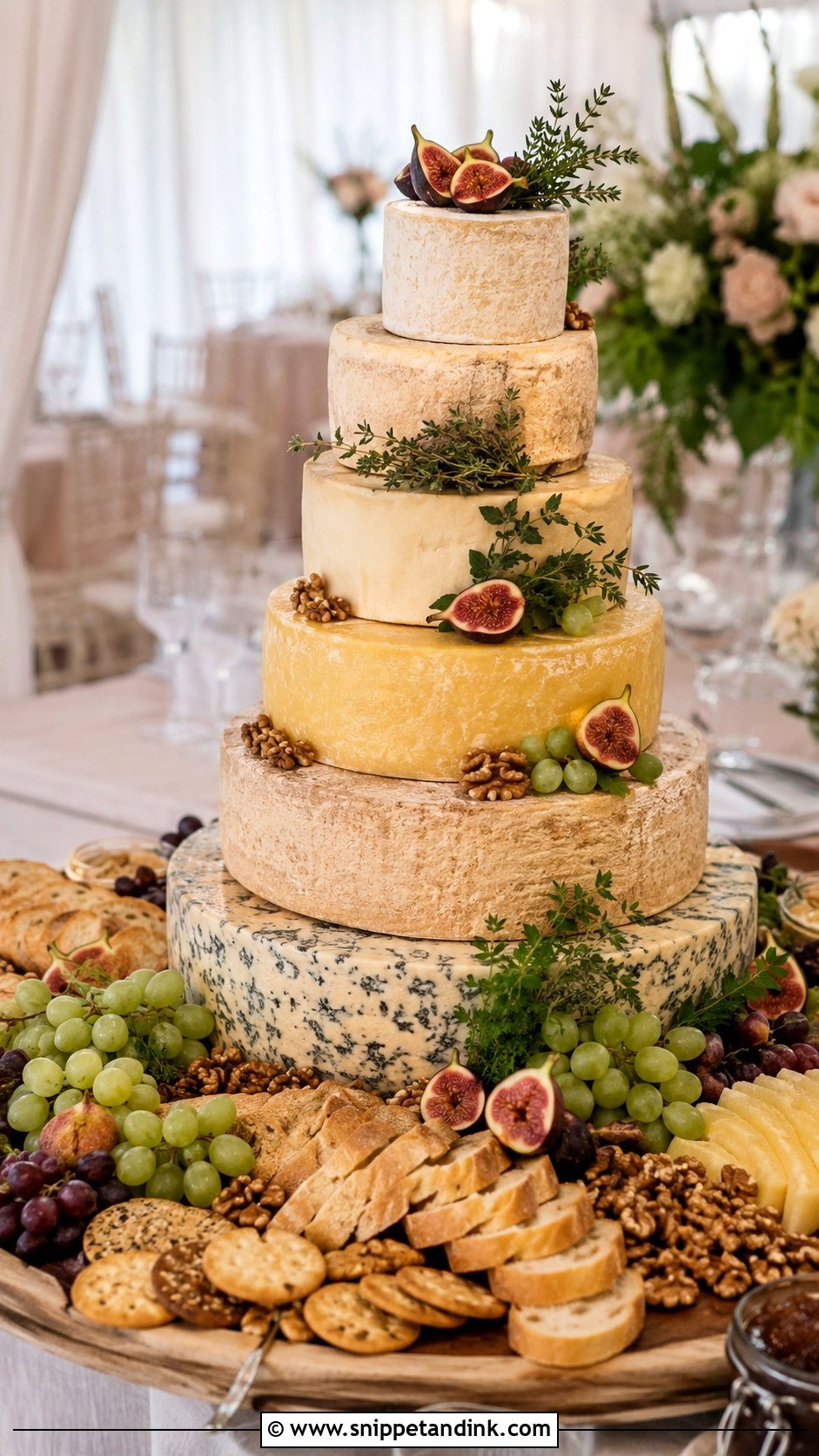 Large Cheese Board Wedding Cake - Snippet and Ink - 20 Cheese Board Wedding Cake Ideas