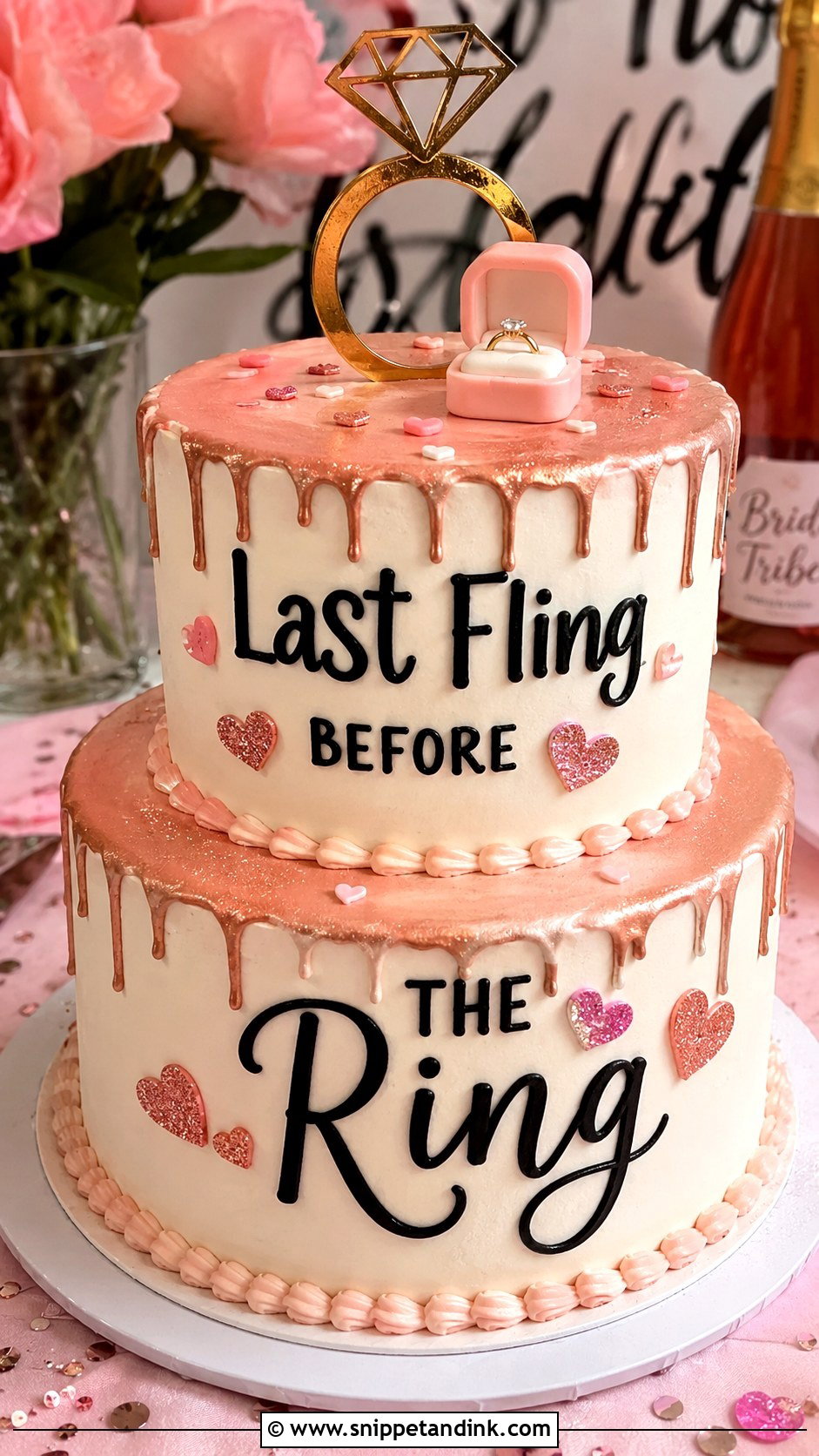 Last Fling Before The Ring Cake - Snippet and Ink - 20 Funny Bachelorette Cake Ideas for Wedding