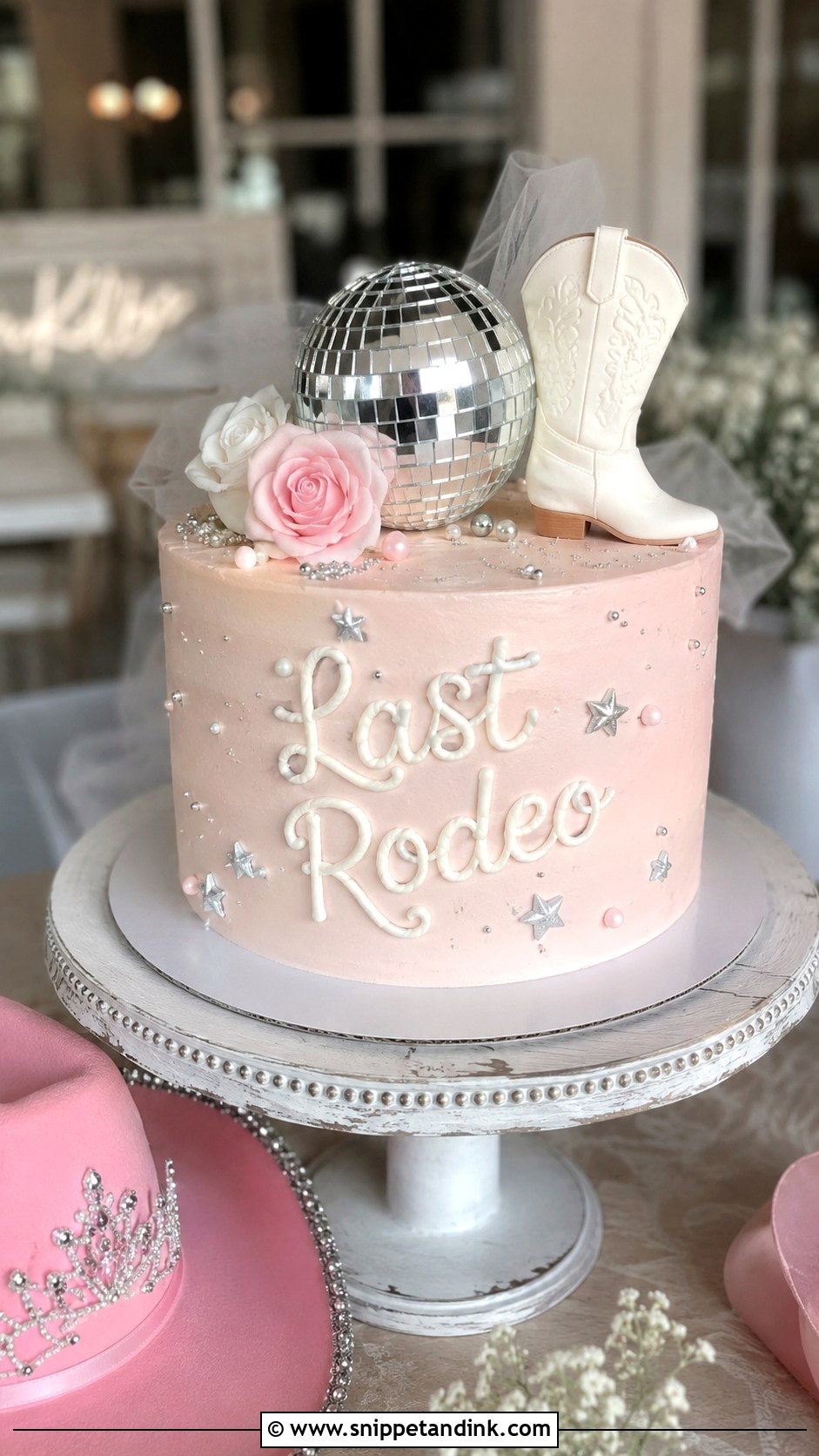 Last Rodeo Bachelorette Cake - Snippet and Ink - 25 Disco Cowgirl Bachelorette Cake Ideas for Wedding