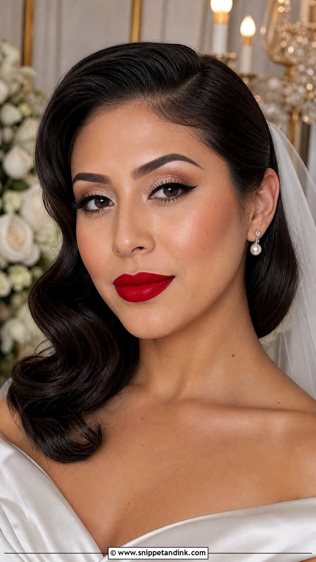 Latina Classic Red Lip Bridal Makeup - Snippet and Ink - 20 Latina Bridal Makeup Ideas