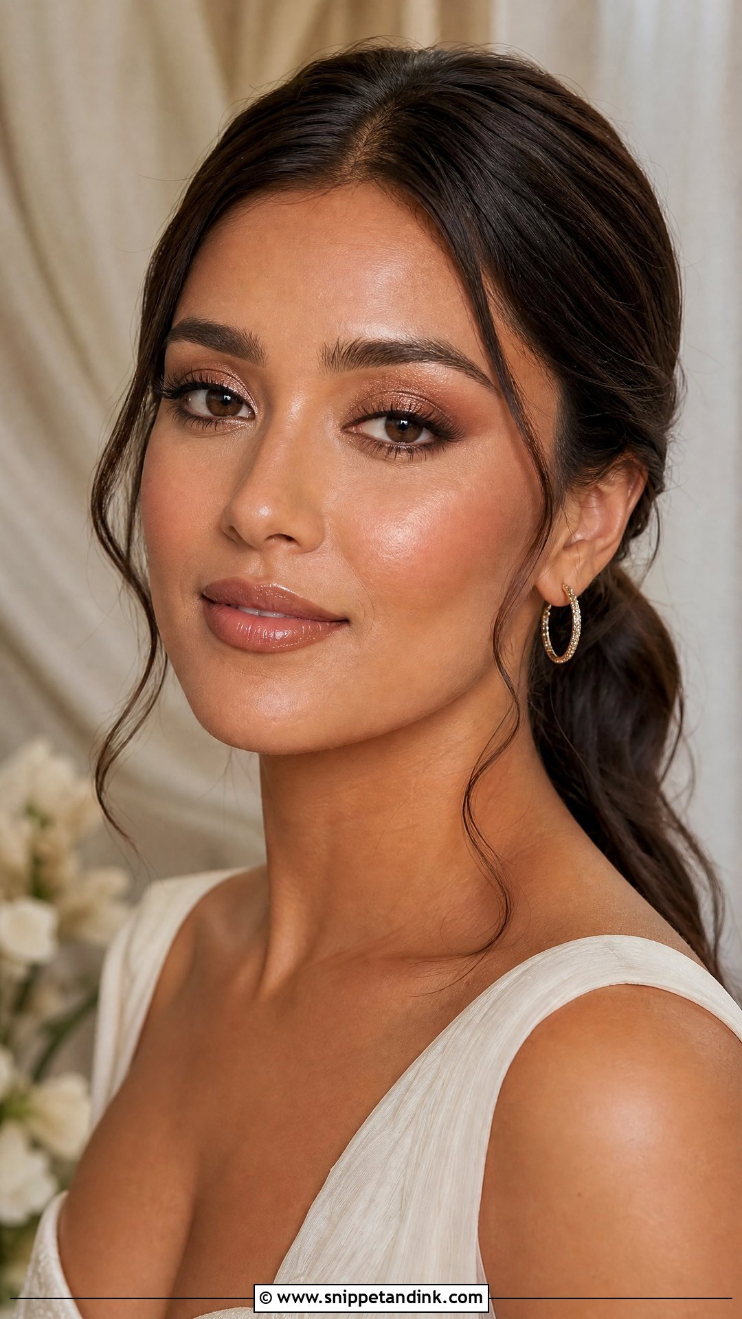 Latina Nude Lip Bridal Makeup - Snippet and Ink - 20 Latina Bridal Makeup Ideas