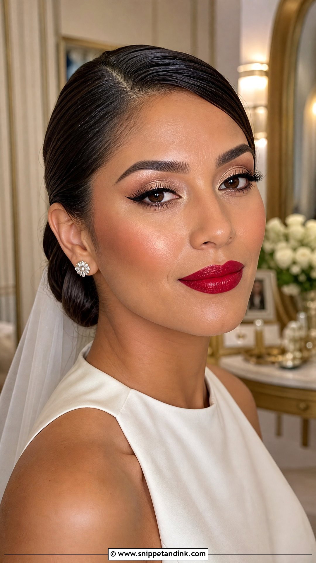Latina Red Lip Wedding Makeup - Snippet and Ink - 20 Latina Wedding Makeup Ideas