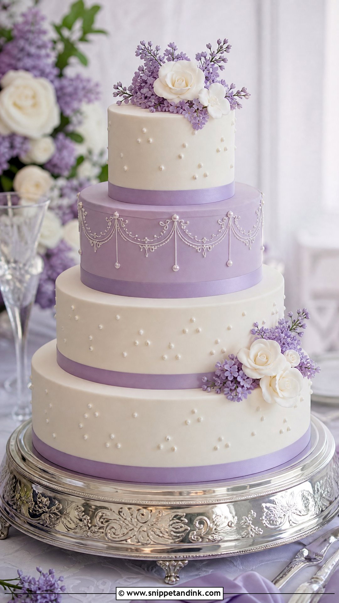 Lavender And White Wedding Cake - Snippet and Ink - 20 Lavender Wedding Cake Ideas