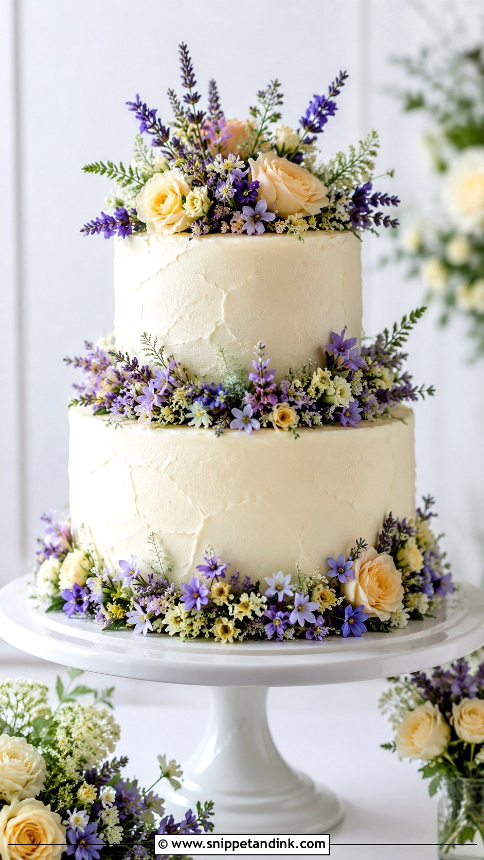Lavender And Yellow Wedding Cake - Snippet and Ink - 20 Purple and Yellow Wedding Cake Ideas
