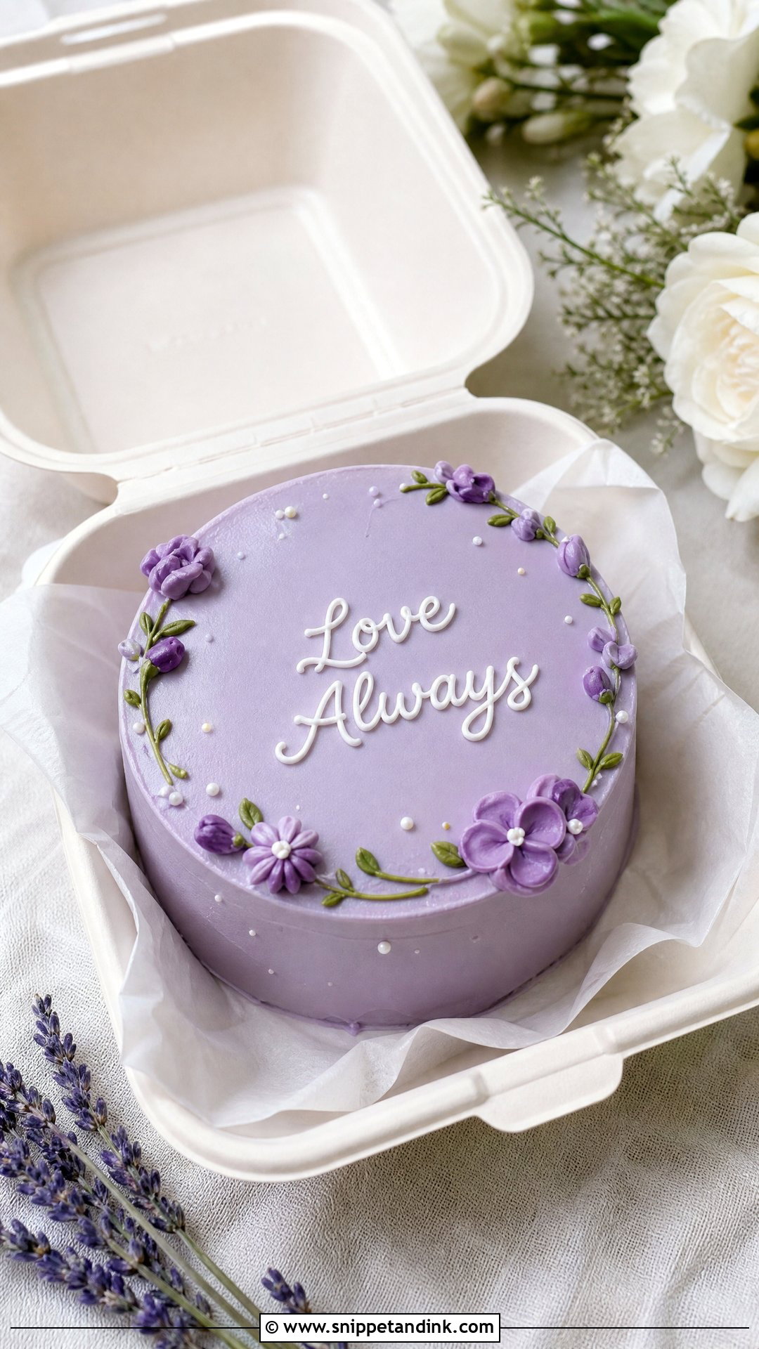 Lavender Anniversary Bento Cake - Snippet and Ink - 20 Wedding Anniversary Bento Cake Ideas