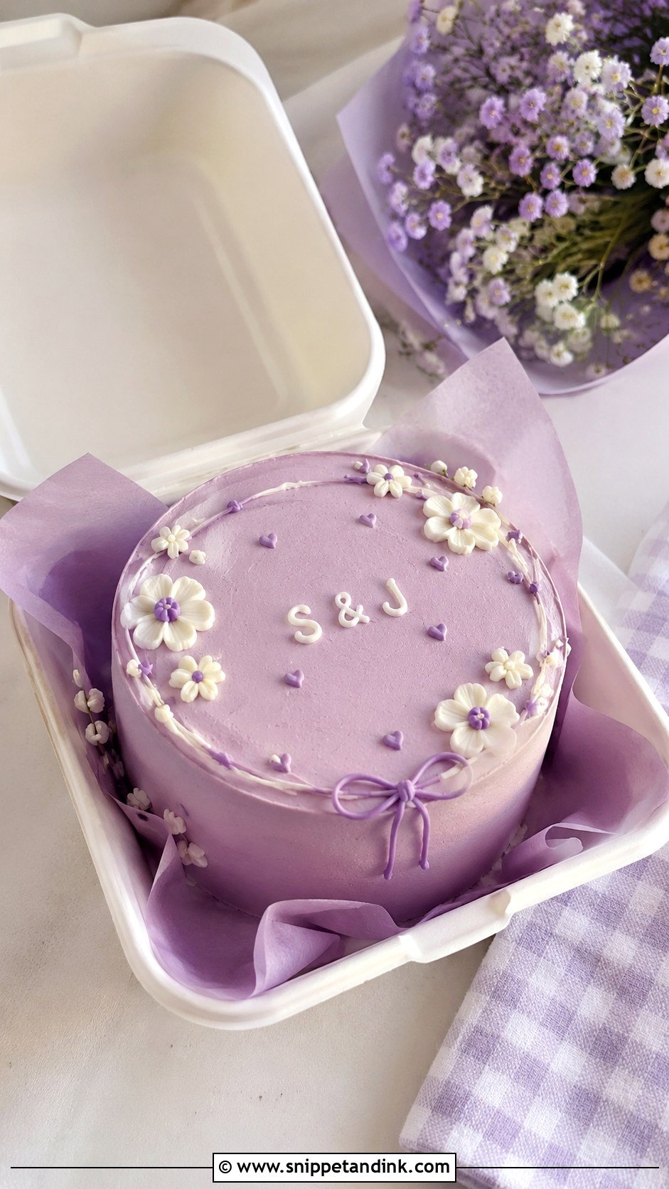 Lavender Anniversary Bento Cake - Snippet and Ink - 20 Anniversary Bento Cake Ideas