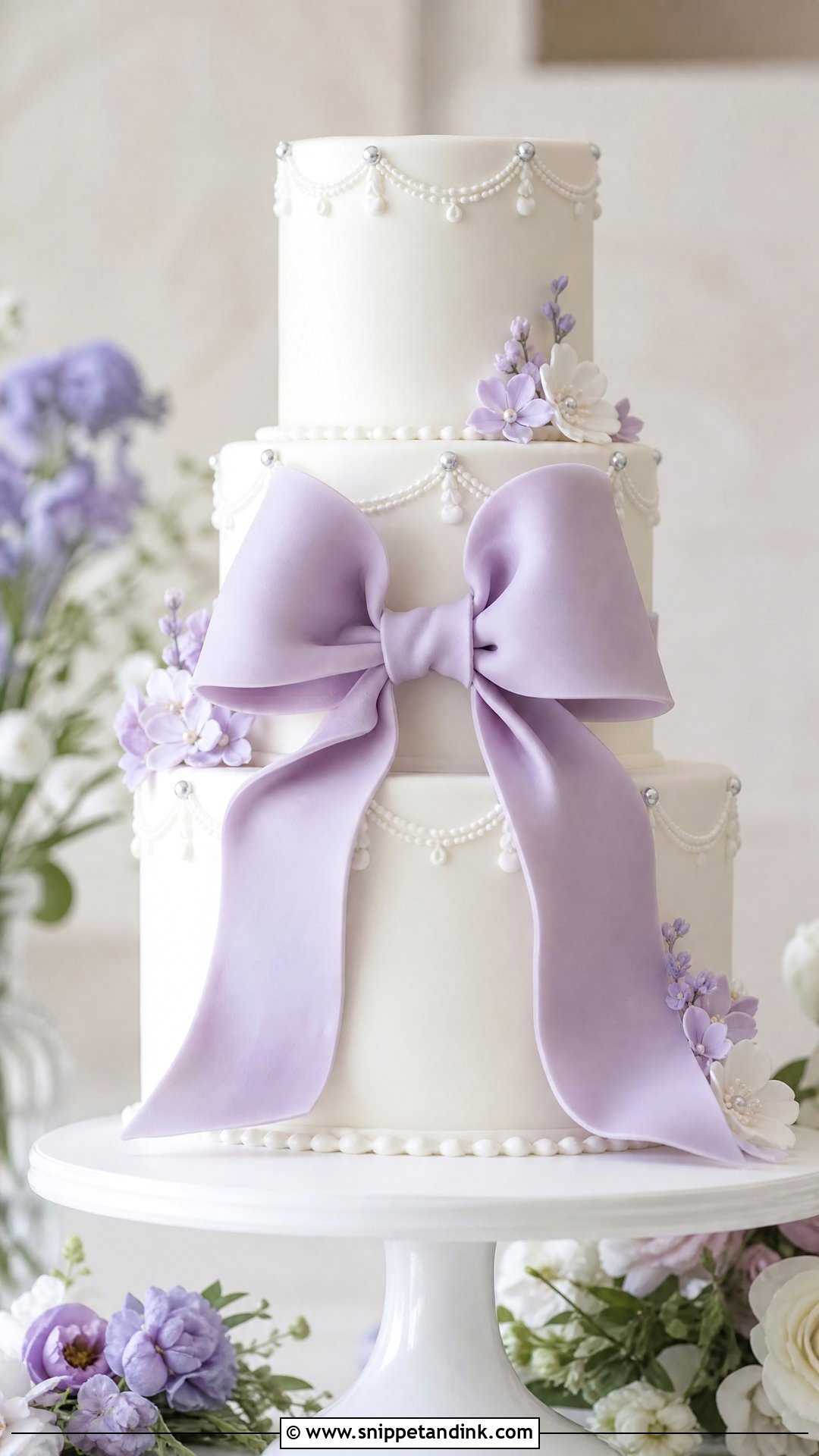 Lavender Bow Wedding Cake - Snippet and Ink - 35 Bow Cake Ideas for Wedding