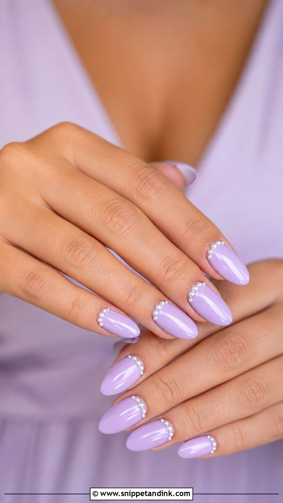 Lavender Bridesmaid Nails With Pearl Details - Snippet and Ink - 20 Indian Wedding Nails Bridesmaid