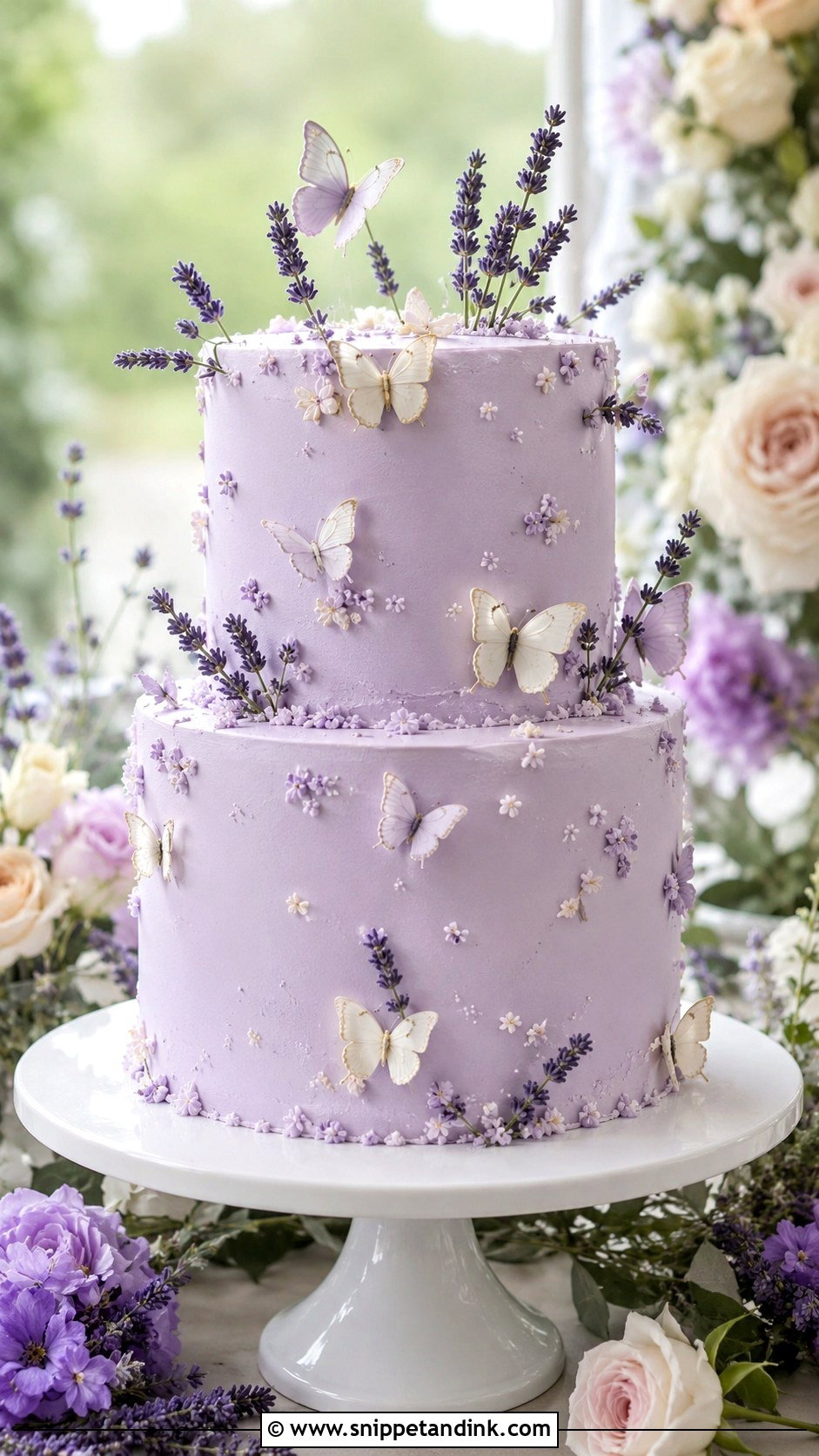 Lavender Butterfly Wedding Cake - Snippet and Ink - 20 Purple Butterfly Cake Ideas for Wedding