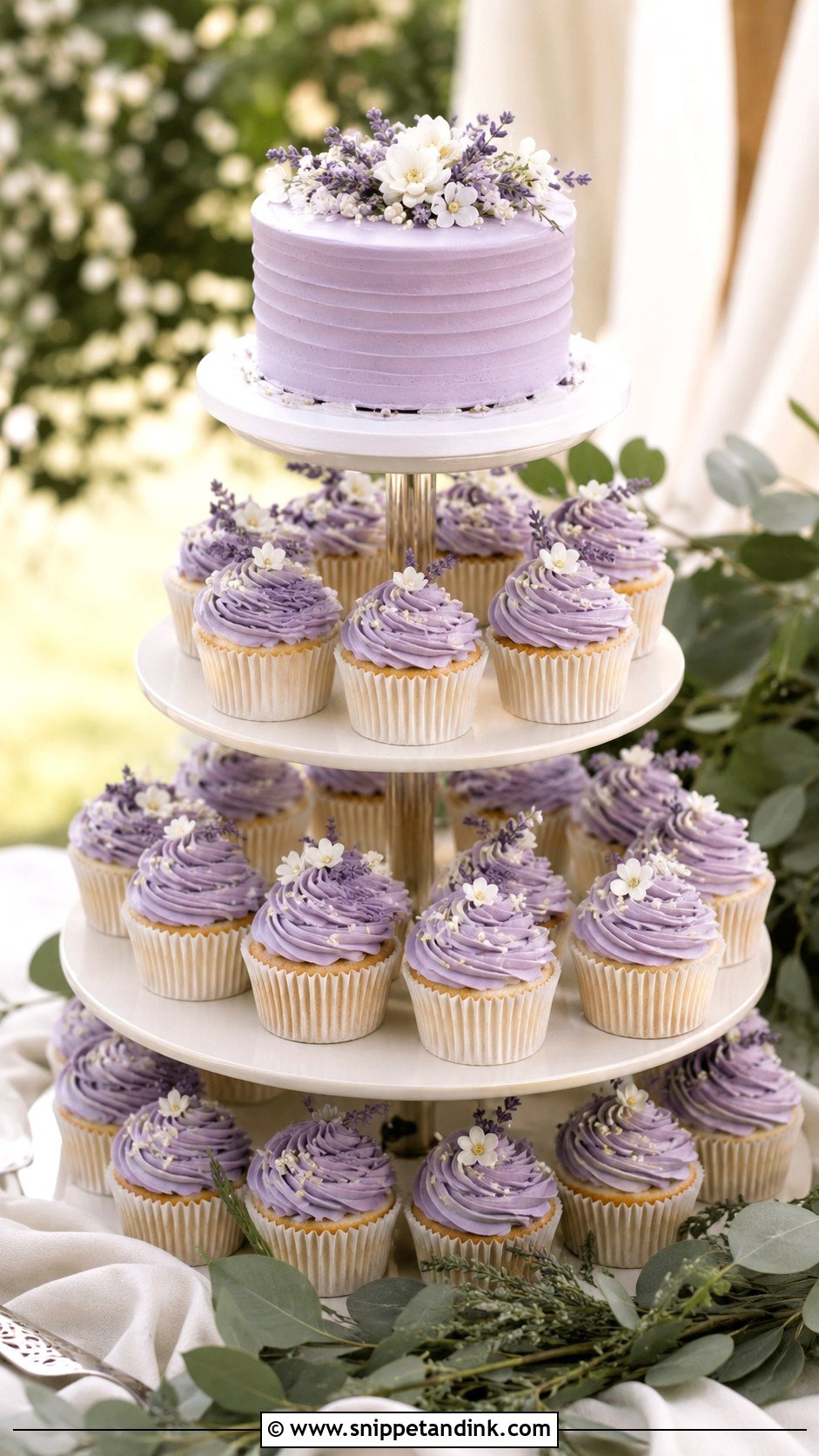 Lavender Cupcake Wedding Cake - Snippet and Ink - 20 Lavender Flower Cake Ideas for Wedding