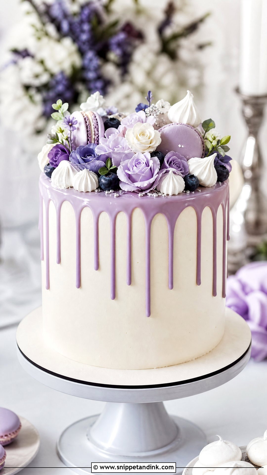 Lavender Drip Wedding Cake - Snippet and Ink - 20 Lavender Wedding Cake Ideas
