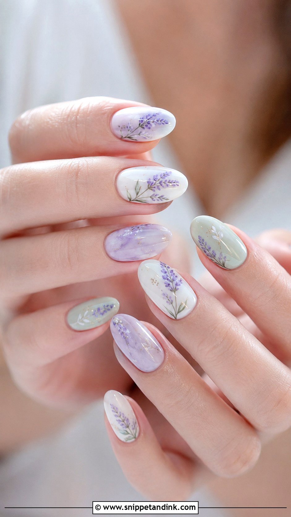 Lavender Floral Bridal Nails - Snippet and Ink - 20 Floral Bridal Nails