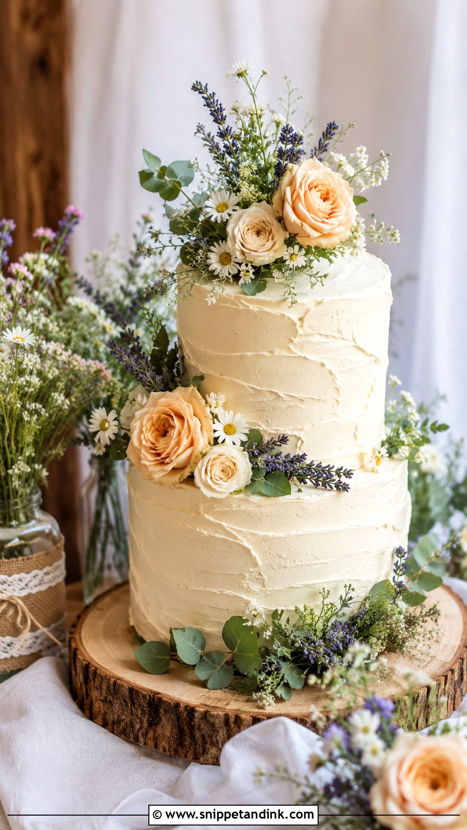 Lavender Floral Wedding Cake - Snippet and Ink - 20 Simple Floral Wedding Cake Ideas