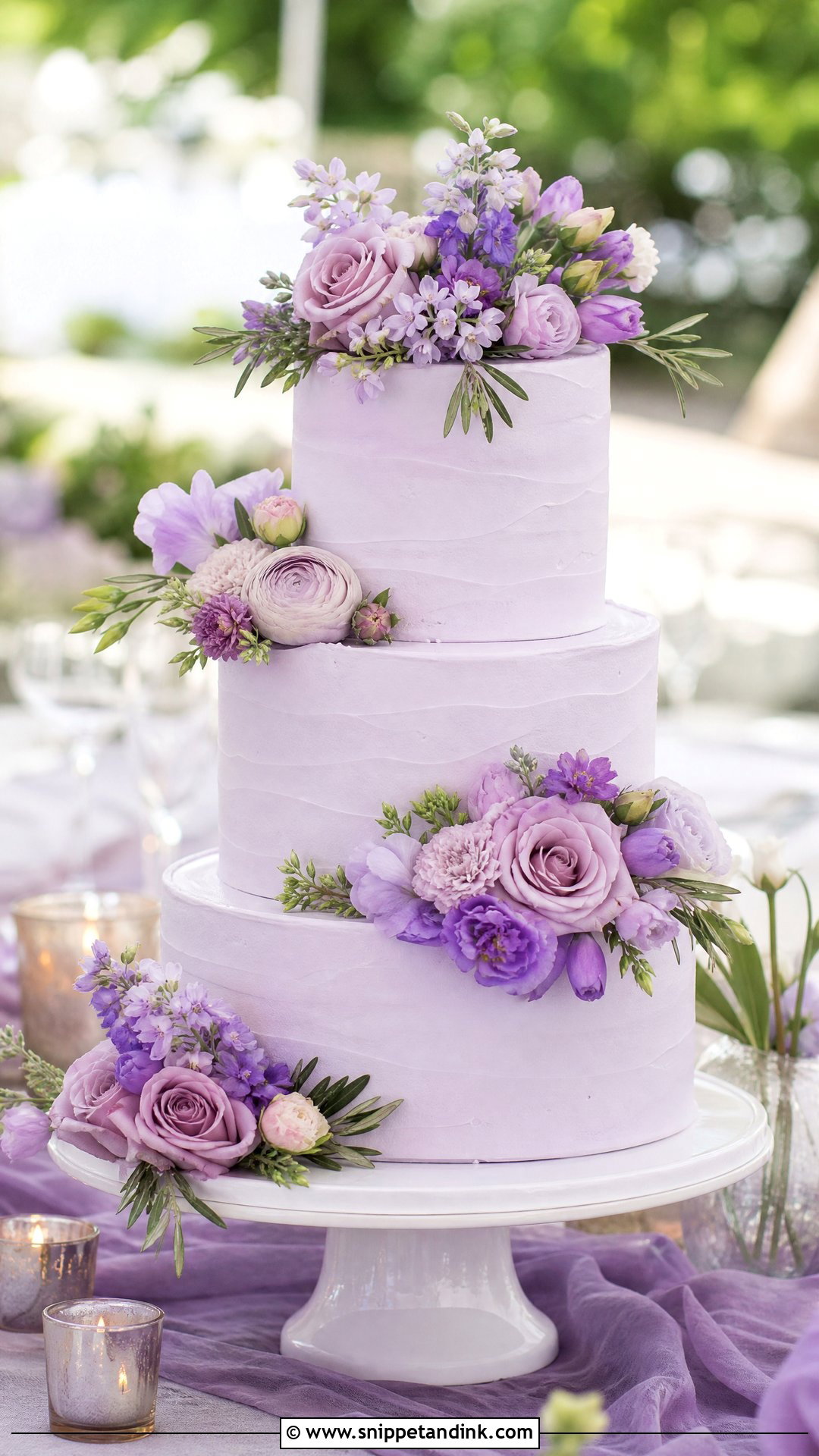 Lavender Floral Wedding Cake - Snippet and Ink - 20 Lavender Wedding Cake Ideas