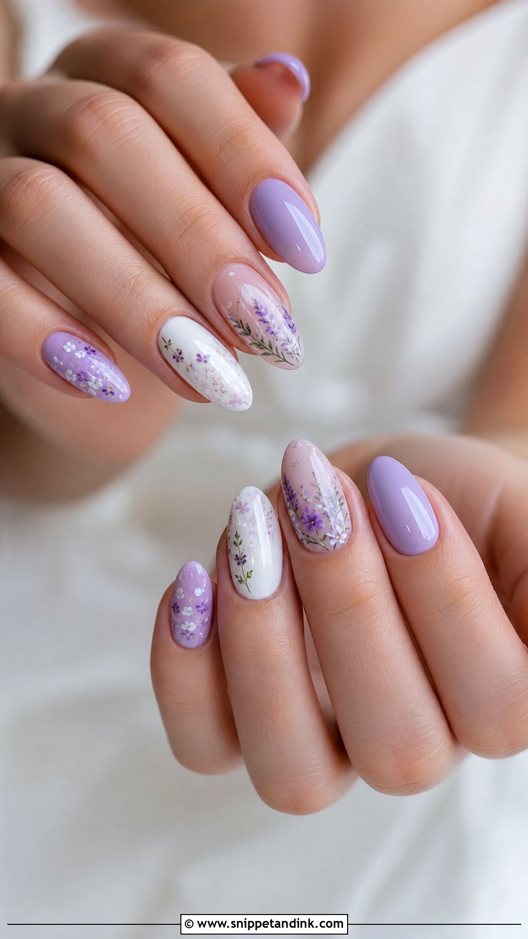 Lavender Floral Wedding Nails - Snippet and Ink - 25 Floral Wedding Nails