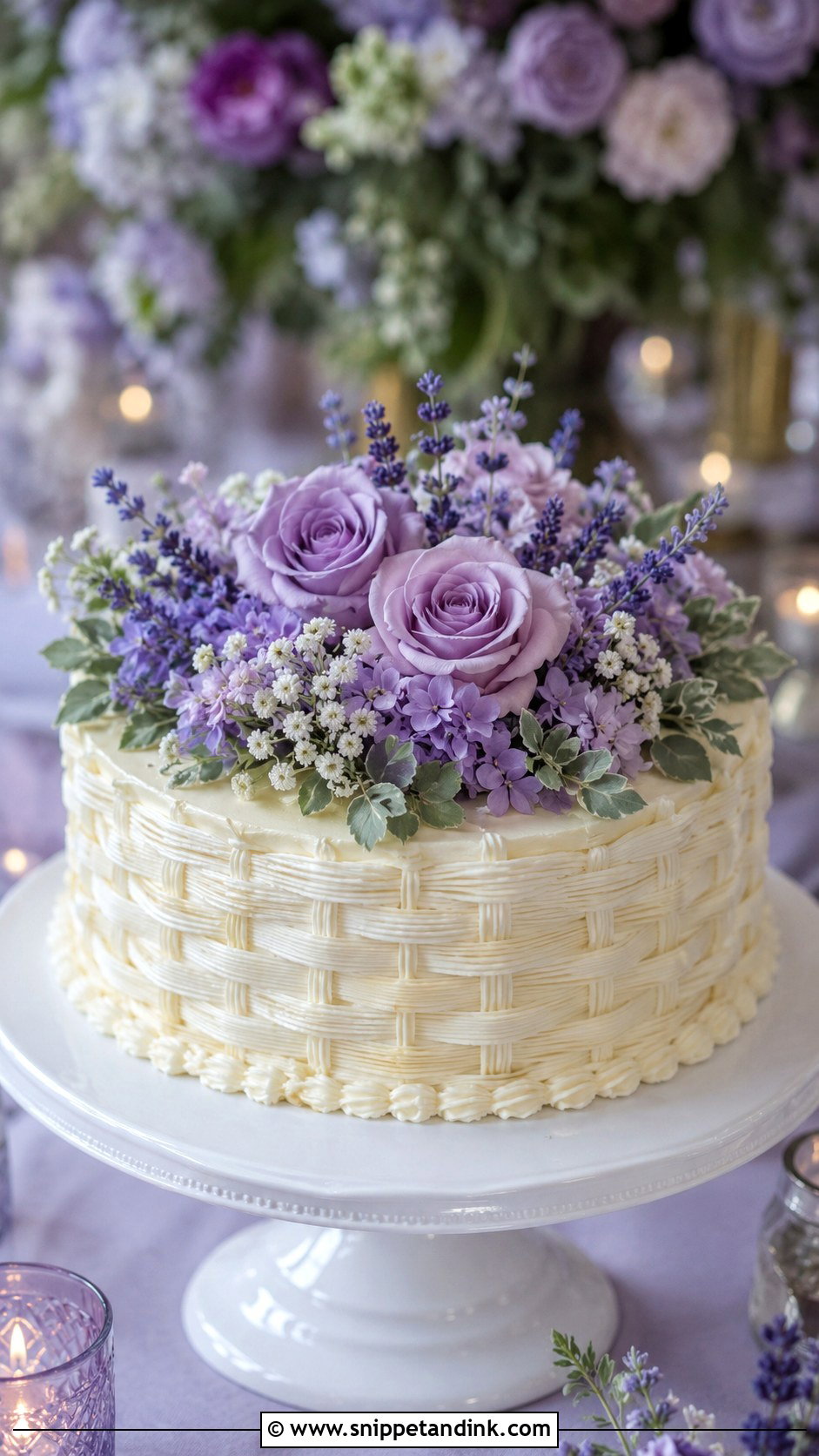 Lavender Flower Basket Wedding Cake - Snippet and Ink - 20 Flower Basket Cake Designs for Wedding