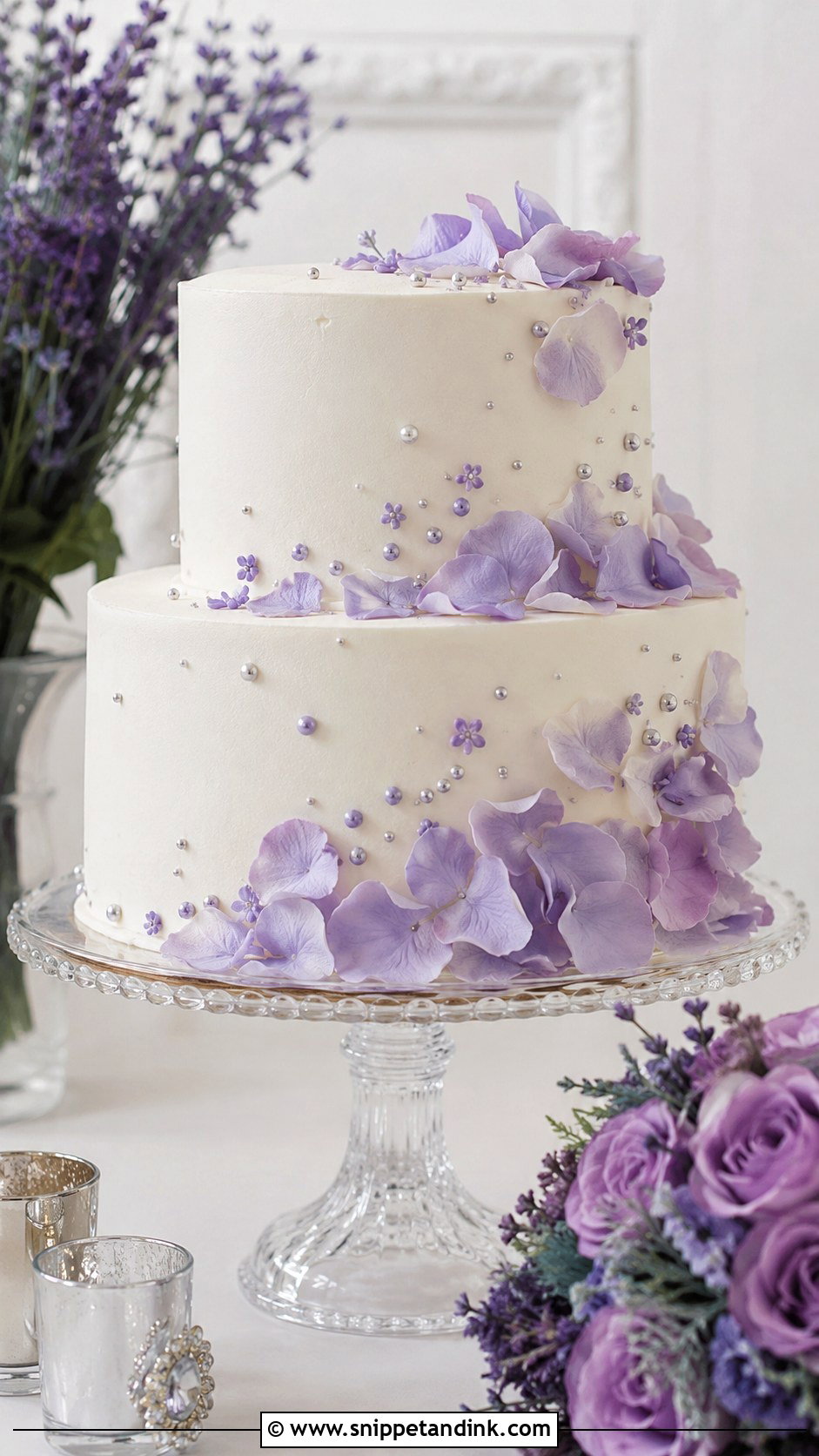 Lavender Flower Petal Wedding Cake - Snippet and Ink - 20 Flower Petal Wedding Cake Ideas