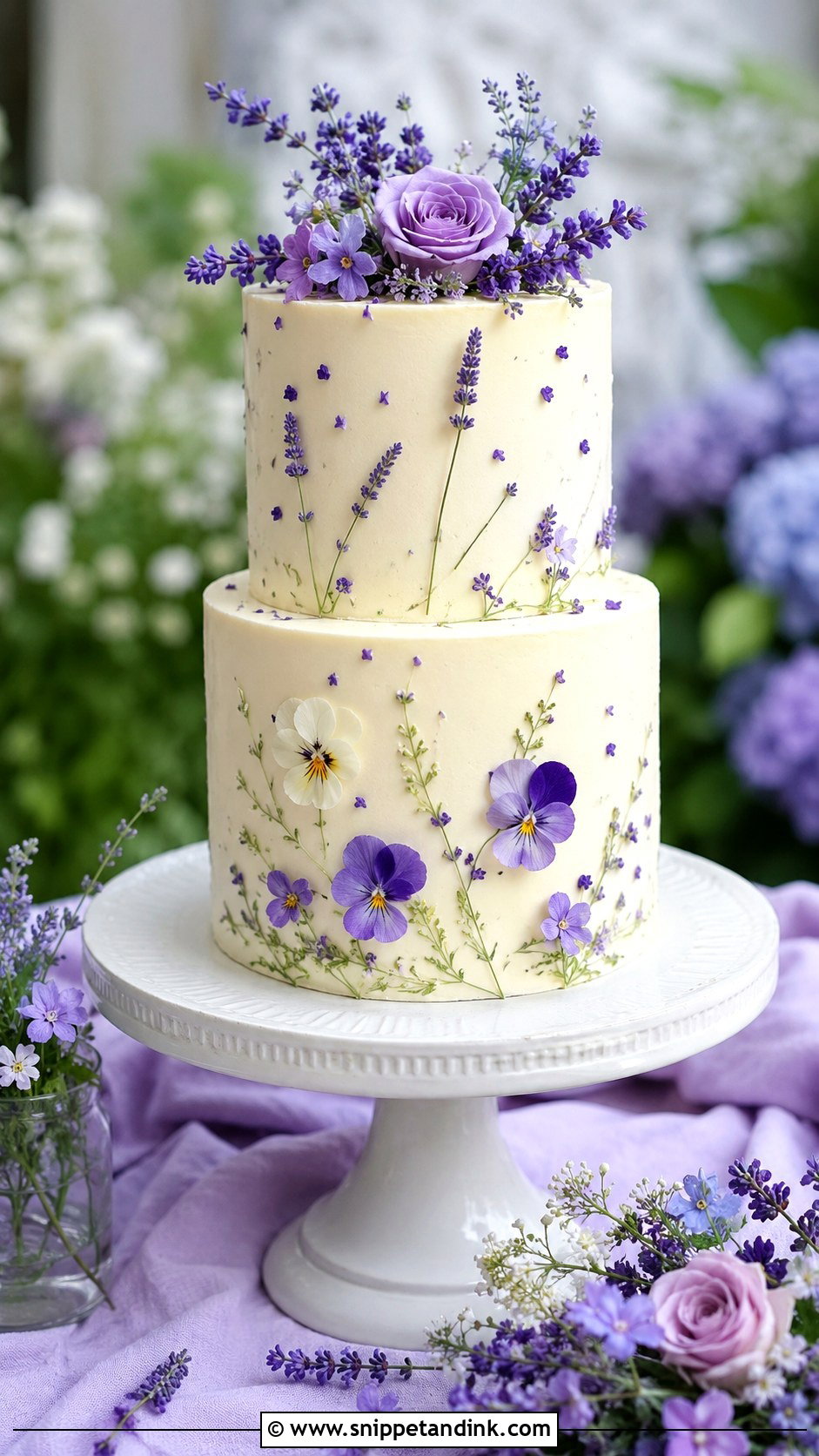 Lavender Flower Wedding Cake - Snippet and Ink - 20 Spring Flower Cake Ideas for Wedding
