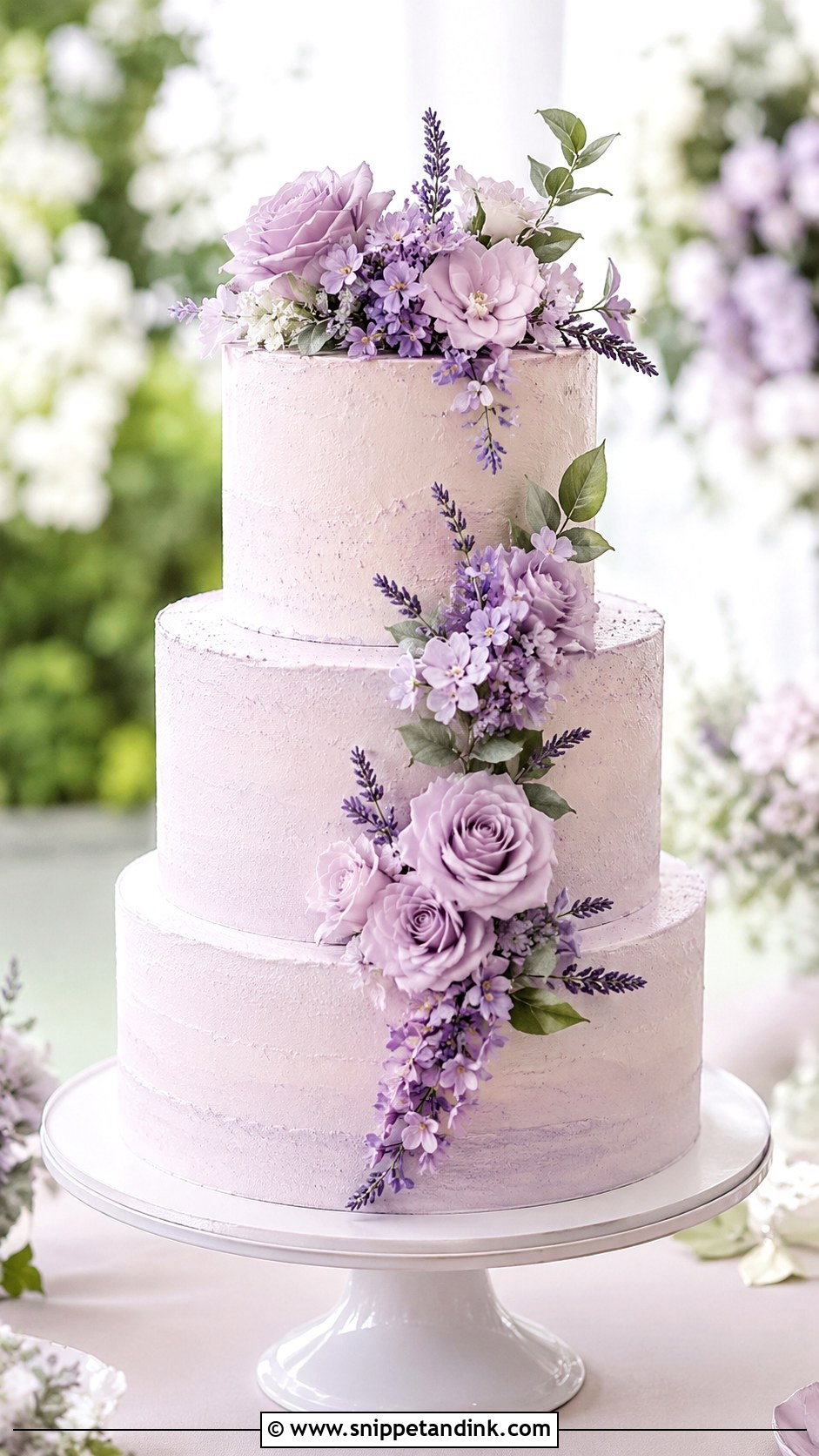 Lavender Flower Wedding Cake - Snippet and Ink - 20 Wedding Cake Ideas with Pastel Flowers