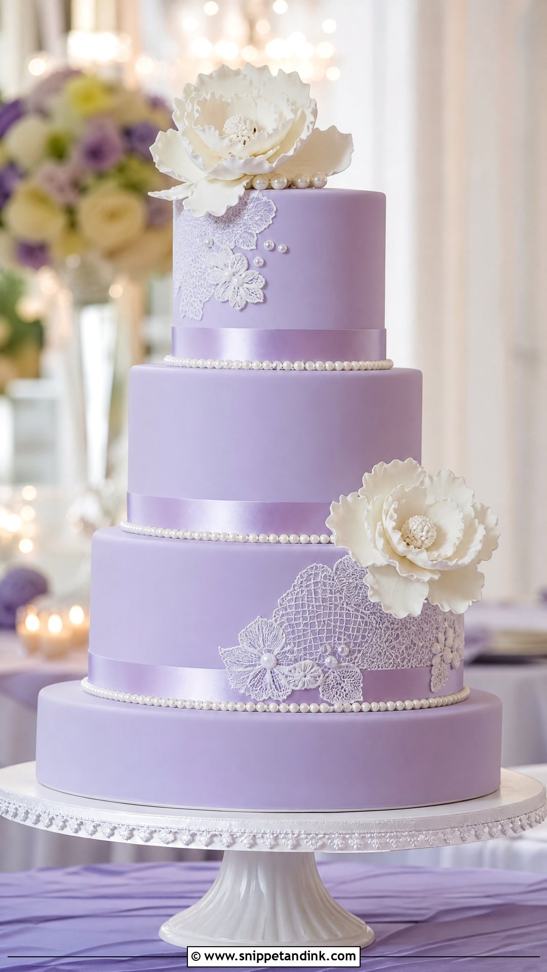 Lavender Fondant Wedding Cake - Snippet and Ink - 20 Lavender Wedding Cake Ideas