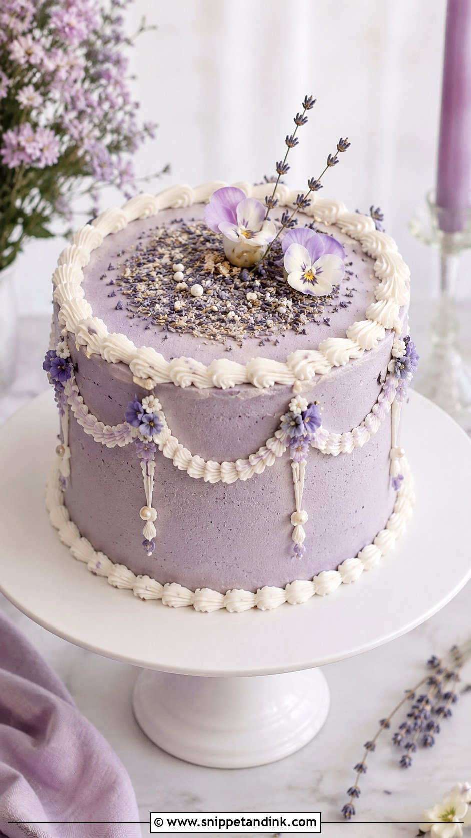 Lavender Gin Sour Wedding Cake - Snippet and Ink - 20 Cocktail Cake Design Ideas for Wedding